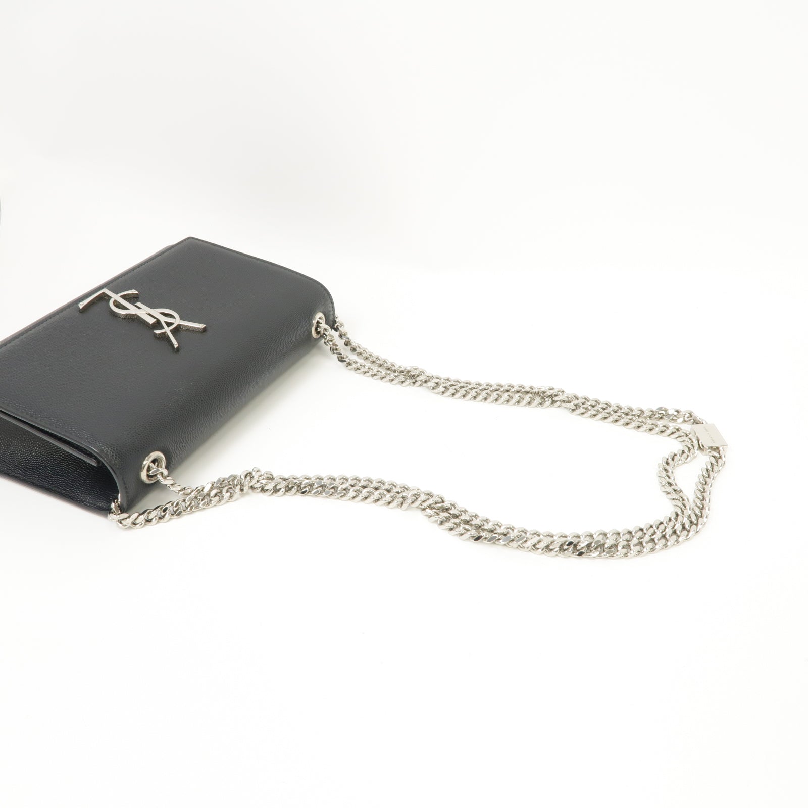 YVES SAINT LAURENT 牛皮皮革Kate Chain Shoulder Bag銀扣鏈帶肩背袋