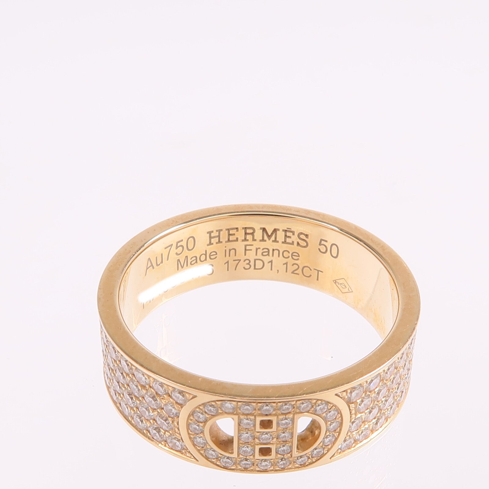 HERMES 【激減優惠】18K玫瑰金H d'ancre Ring鑽石戒指Hermes#50/US#5.25