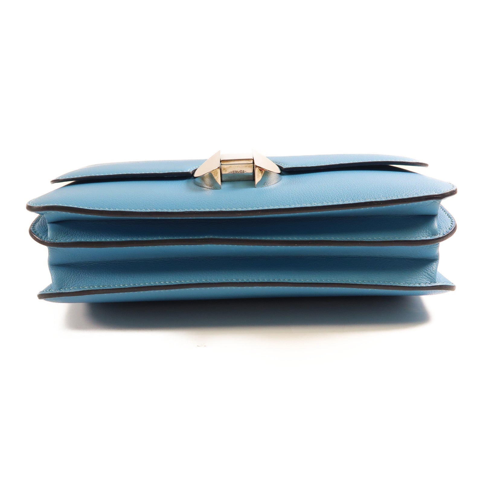 HERMES 【激減優惠】Evercolor皮革2002銀扣肩背袋Bleu Du Nord