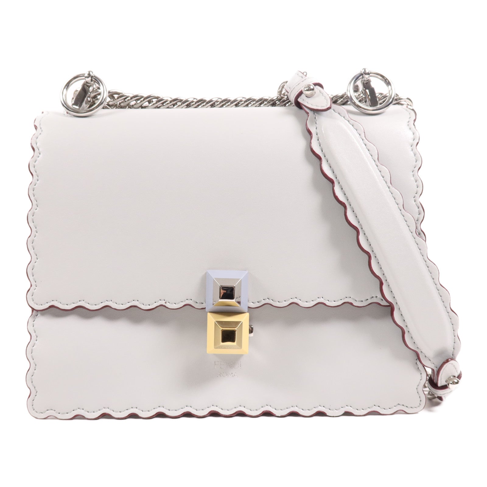 FENDI 【激減優惠】牛皮皮革Kan I銀扣肩背袋