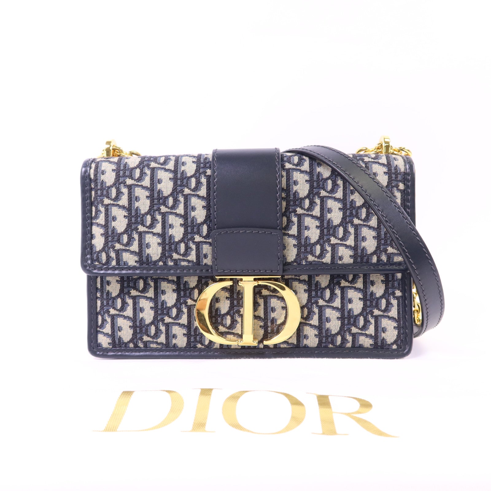Dior 帆布30 Montaigne Chain Bag金扣鏈帶肩背袋