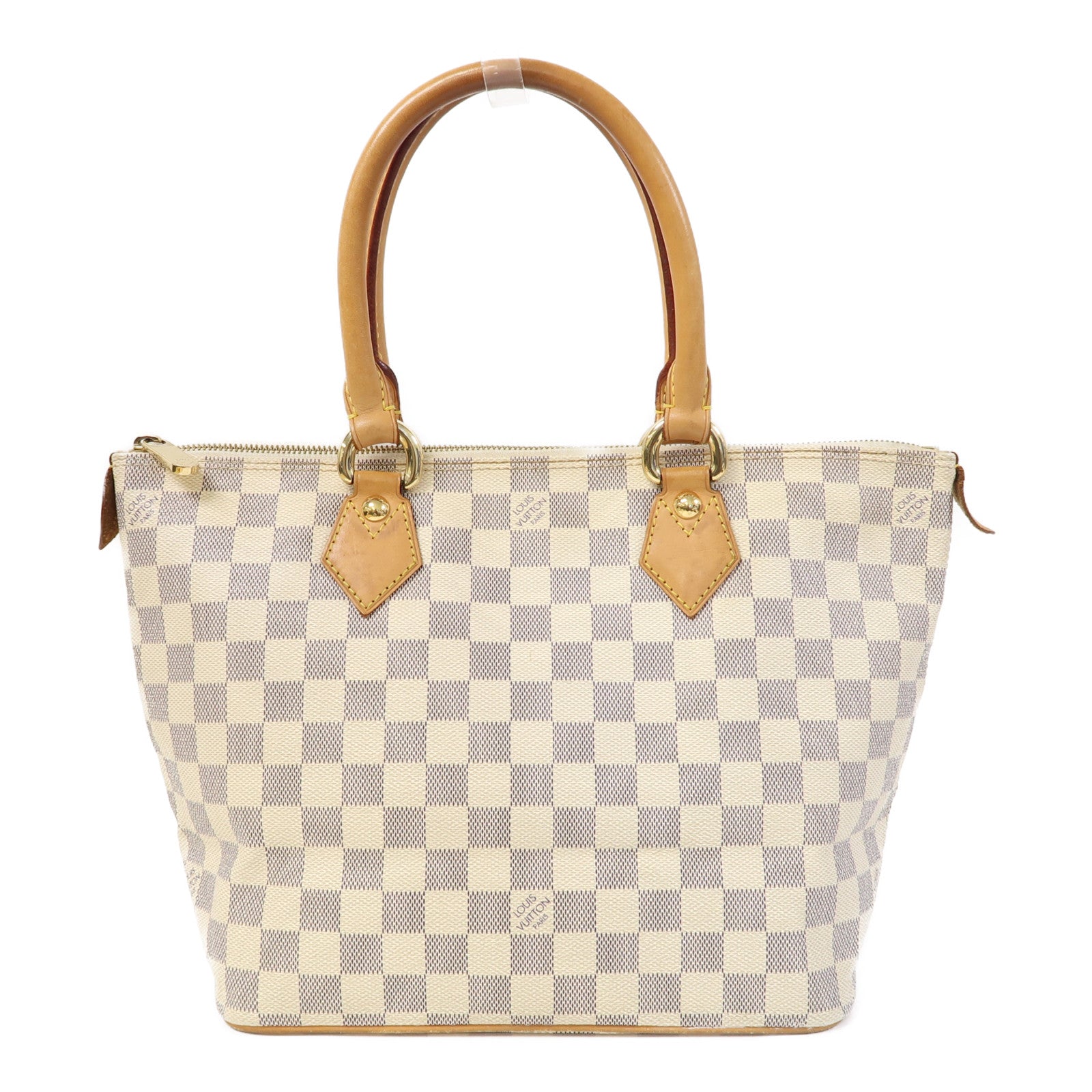 LOUIS VUITTON Damier Azur Saleya PM金扣手挽袋白色