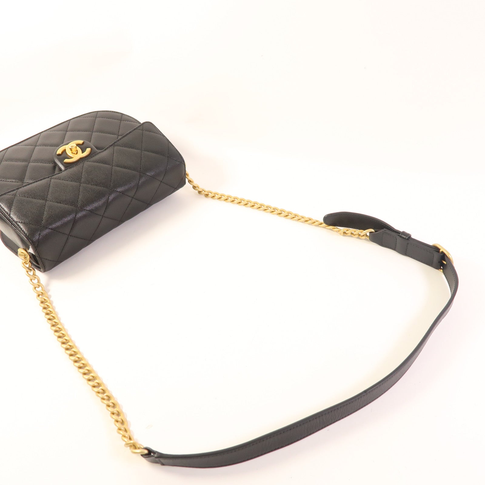 CHANEL 牛皮皮革Chain Shoulder金扣肩背袋