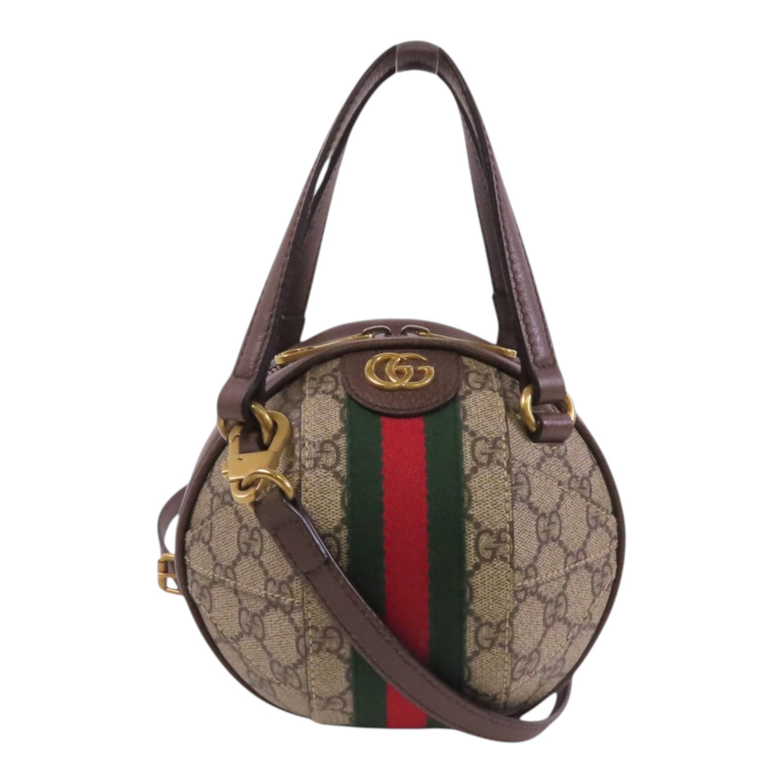 GUCCI 塗層帆布Ophidia Round金扣手挽肩背兩用袋