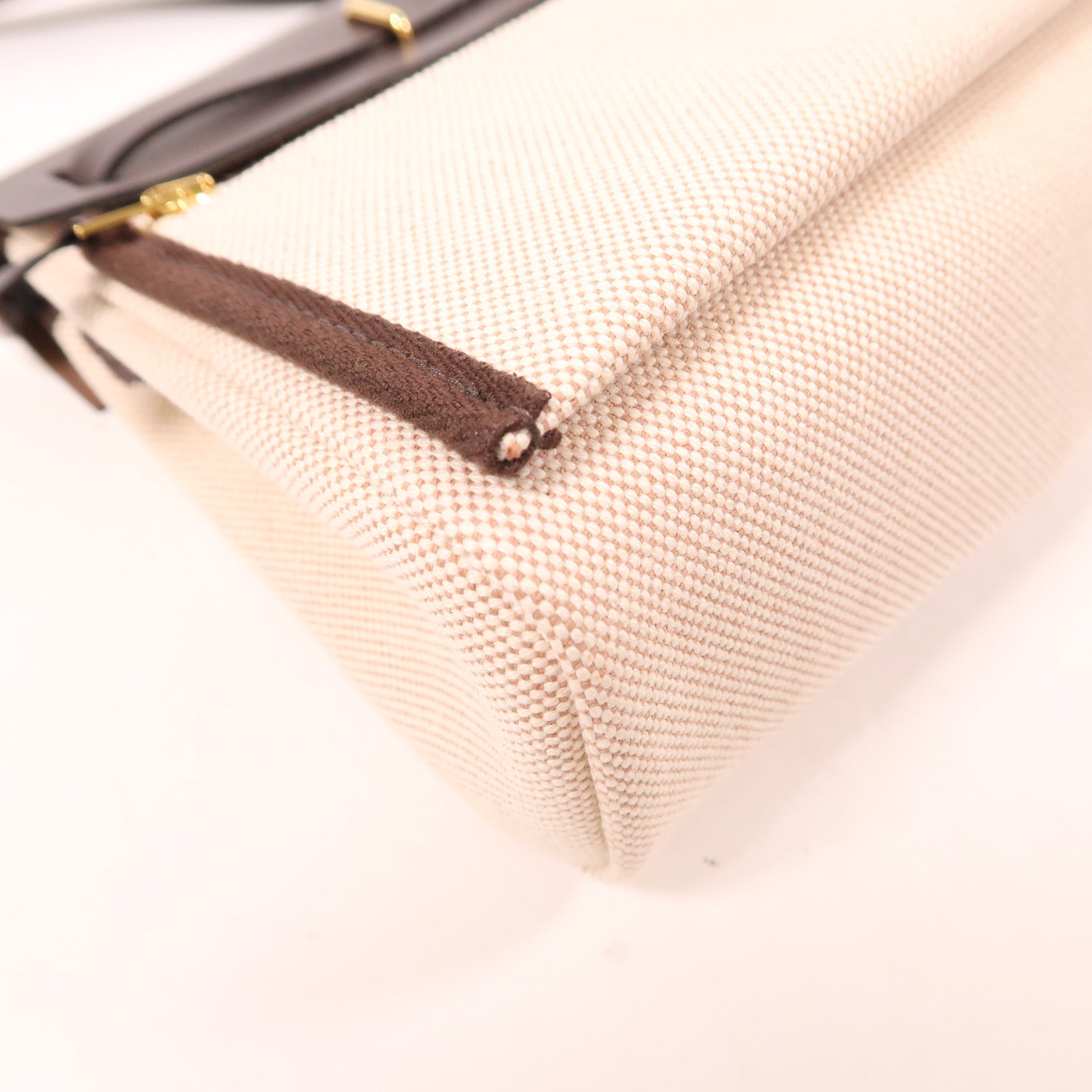 HERMES 帆布/皮革HerBag Zip 20金扣肩背袋