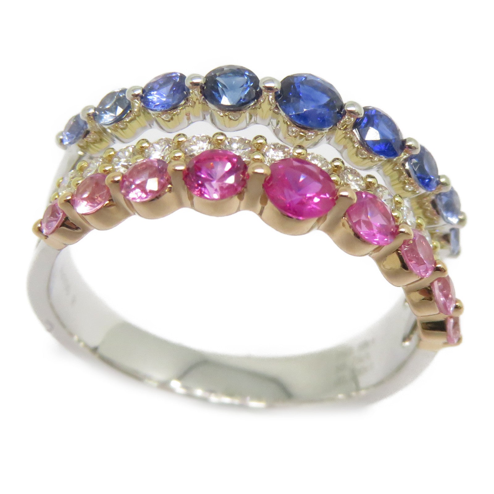 JEWELRY 【激減優惠】18K白金Sapphire Diamond Ring 0.75藍寶石/0.59ct粉紅色藍寶石/0.32ct鑽石戒指US#6.5