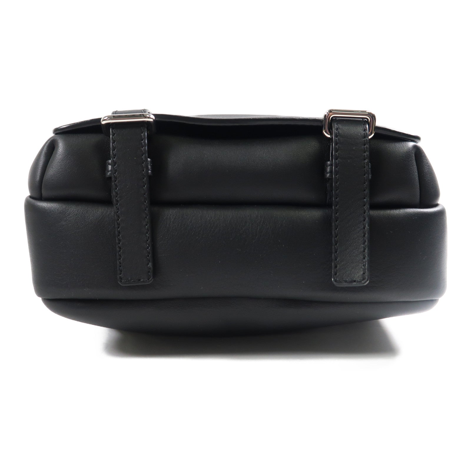 LOEWE SHW Military Messenger Bag Shoulder Bag Calfskin Leather Black