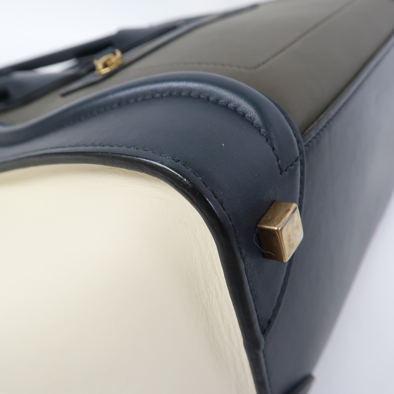CELINE 牛皮皮革Micro Luggage Handbag金扣手挽袋綠色/藍色/白色