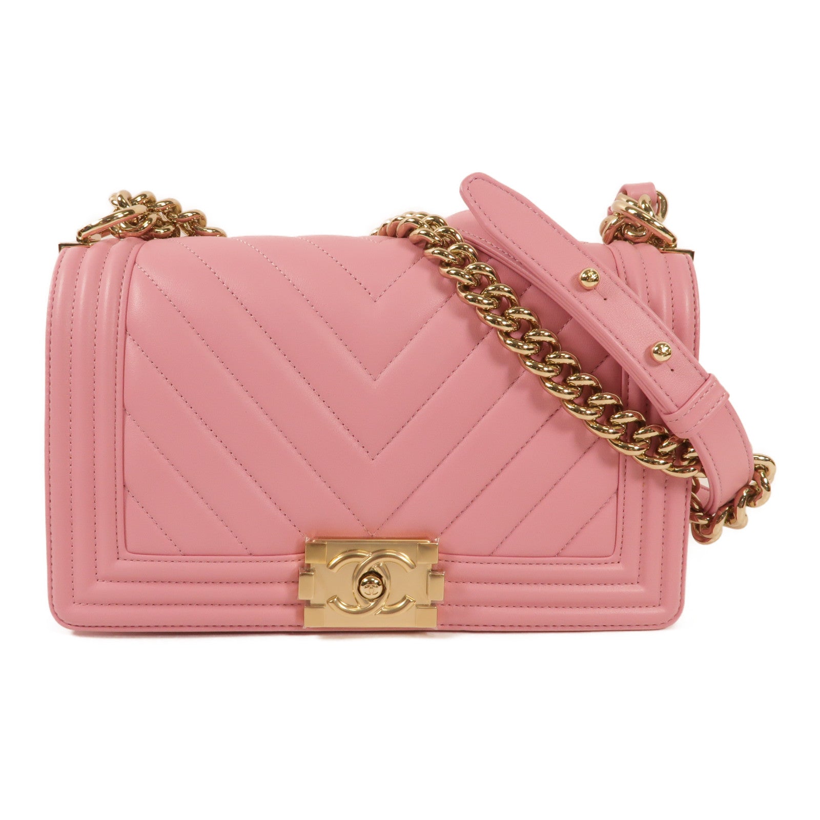 CHANEL 牛皮皮革Boy Chanel金扣肩背袋