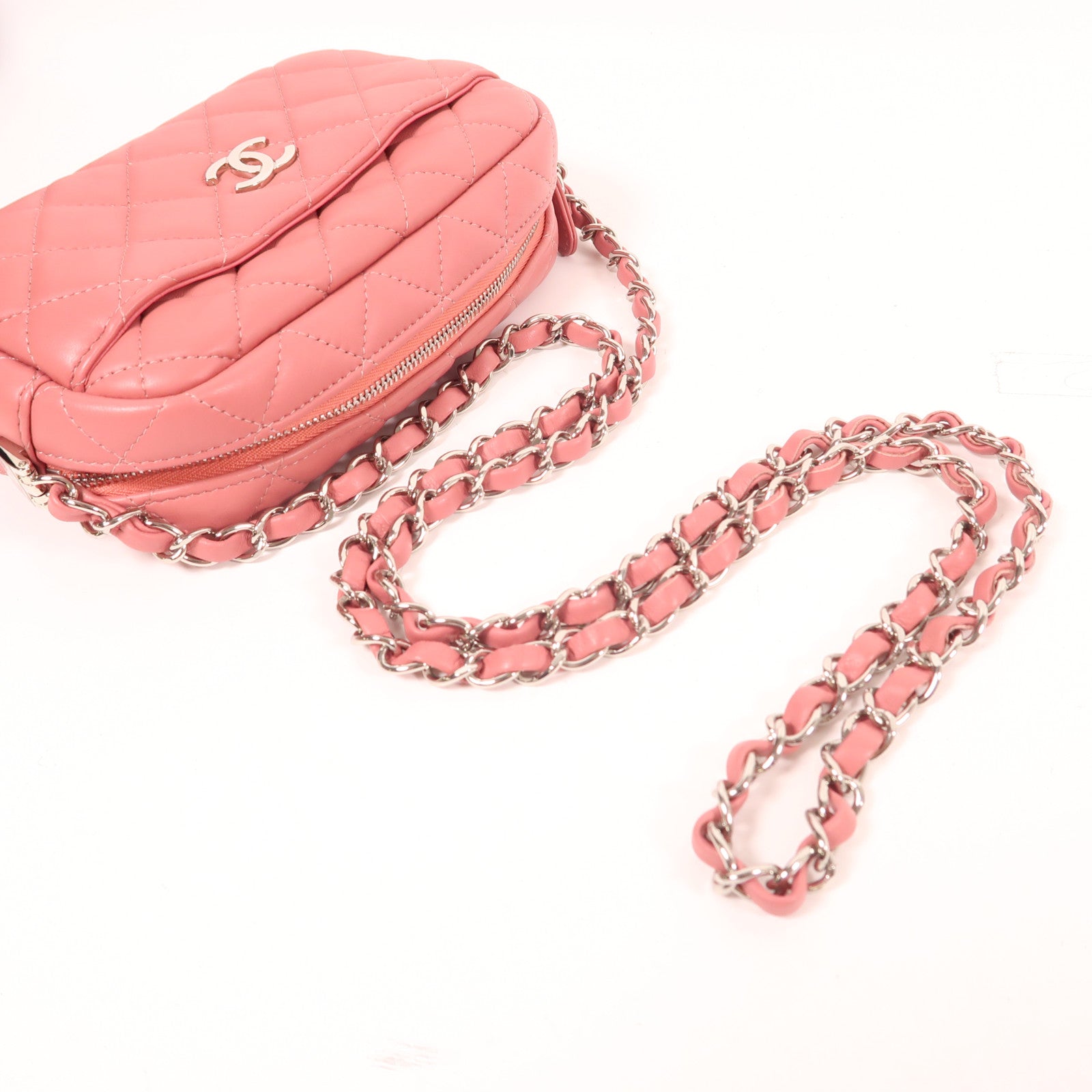 CHANEL 【激減優惠】羊皮皮革Camera Bag銀扣鏈帶肩背袋
