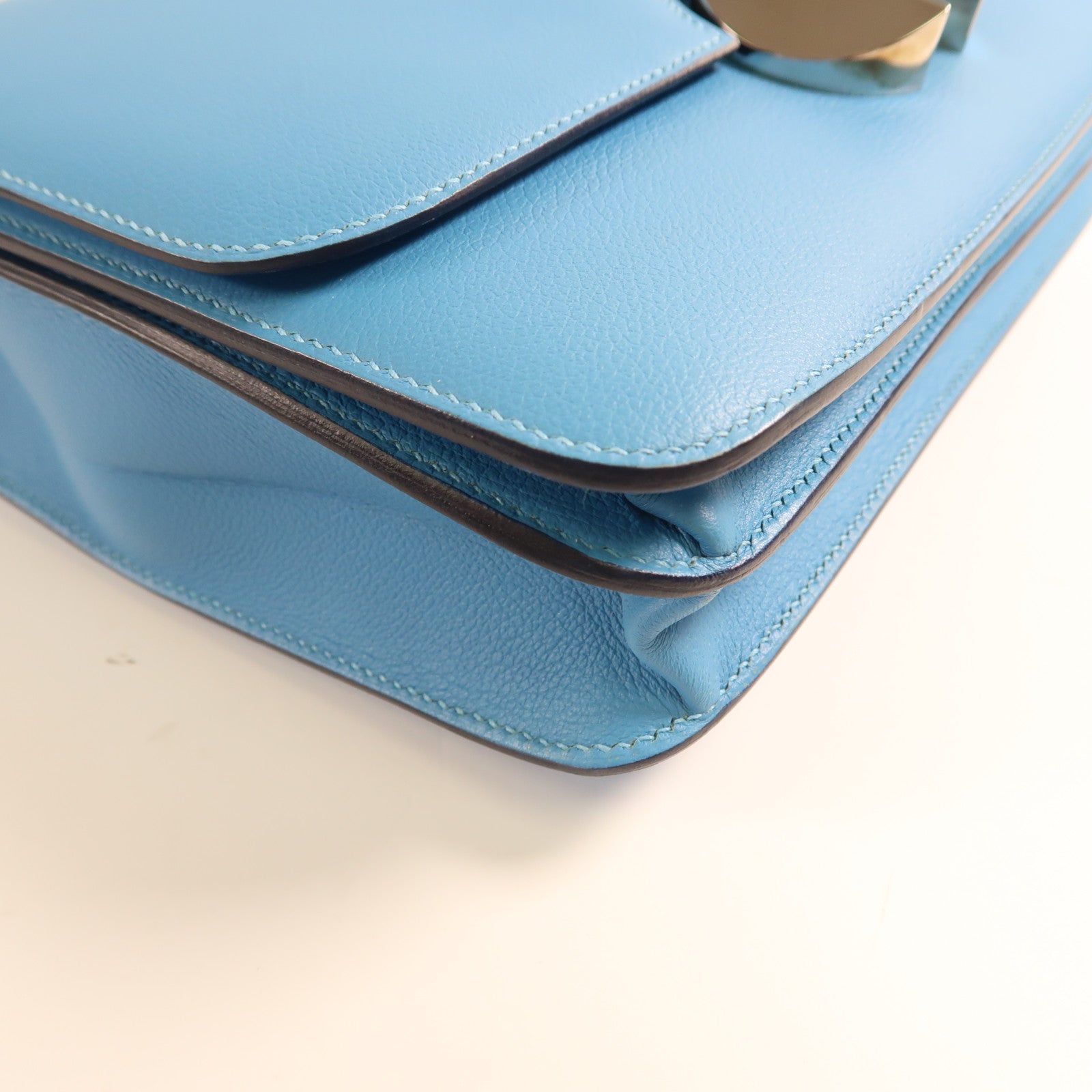 HERMES 【激減優惠】Evercolor皮革2002銀扣肩背袋Bleu Du Nord