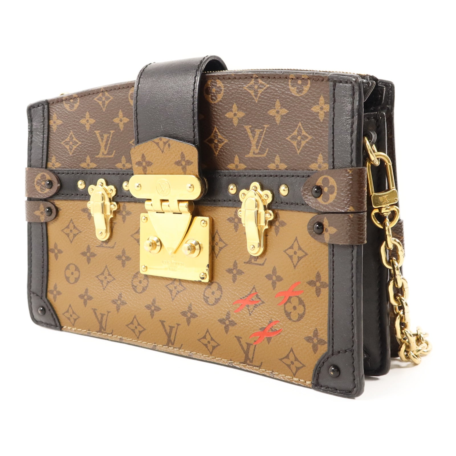 LOUIS VUITTON 【激減優惠】Monogram Reverse Trunk Clutch金扣肩背袋