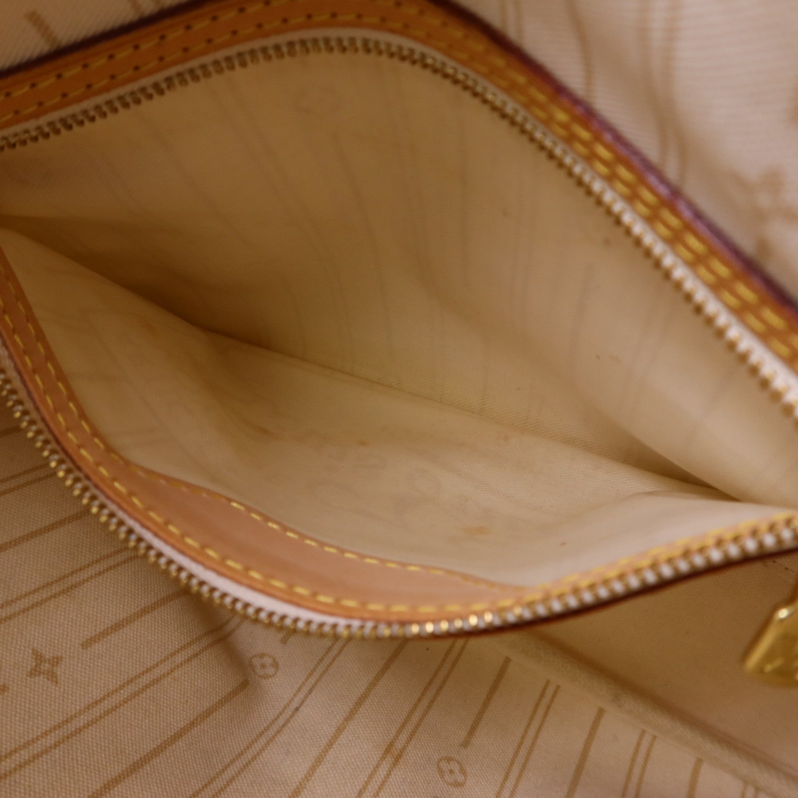 LOUIS VUITTON Damier Azur Neverfull PM金扣手挽袋