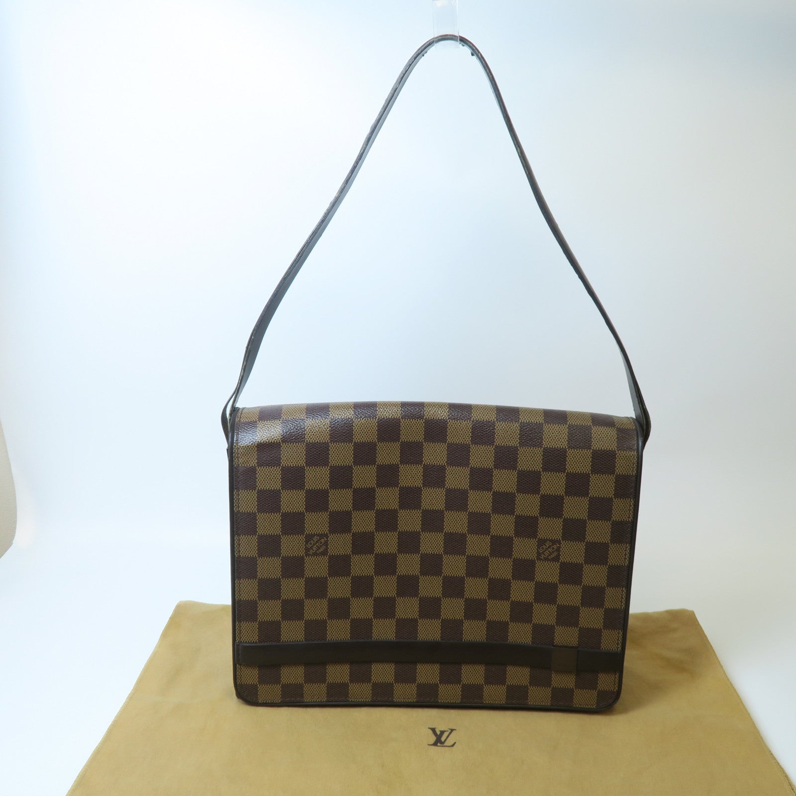 LOUIS VUITTON **【激減優惠】Damier Tribeca Carre金扣肩背袋啡色