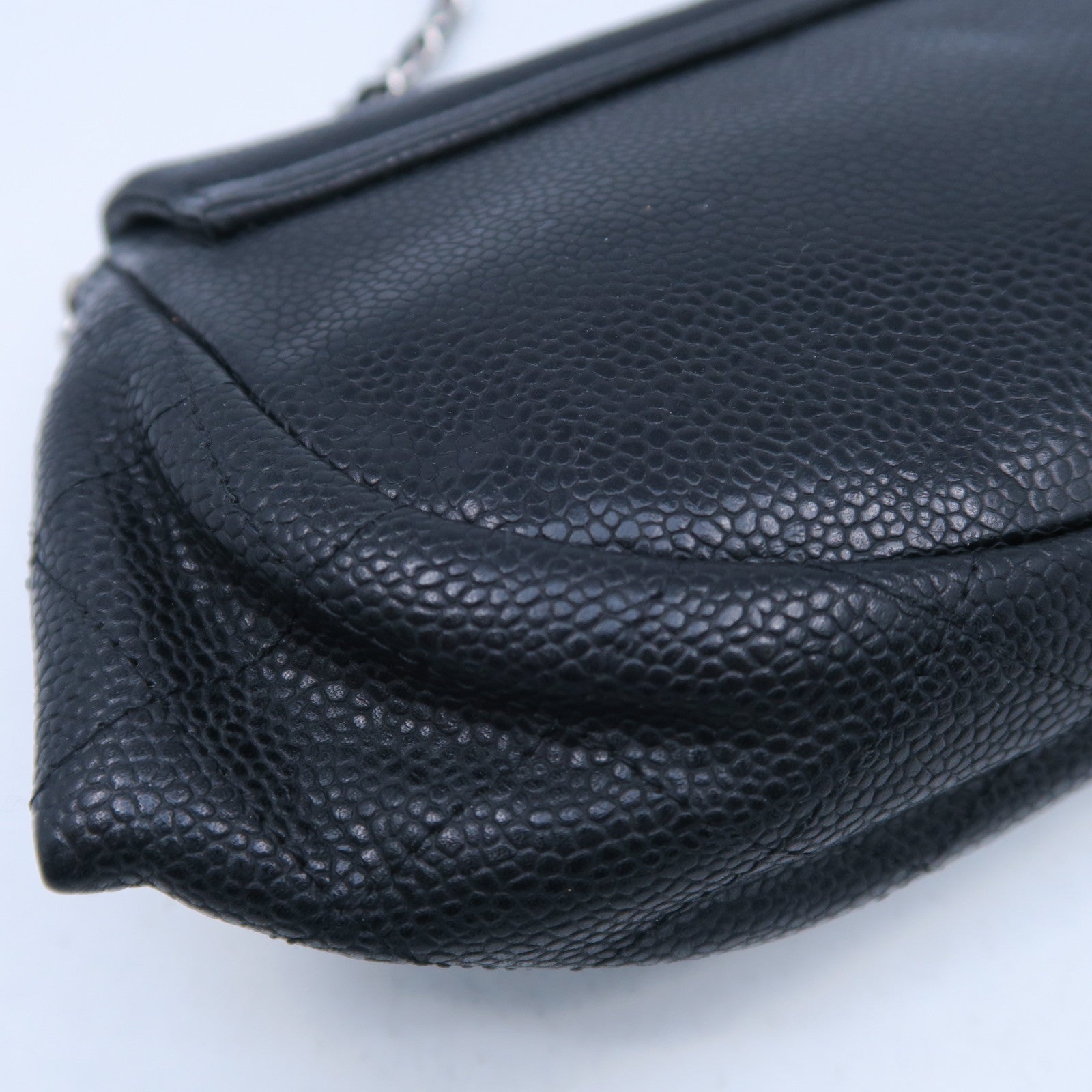 CHANEL 【激減優惠】牛皮皮革Chain Shoulder Bag銀扣鏈帶肩背袋黑色