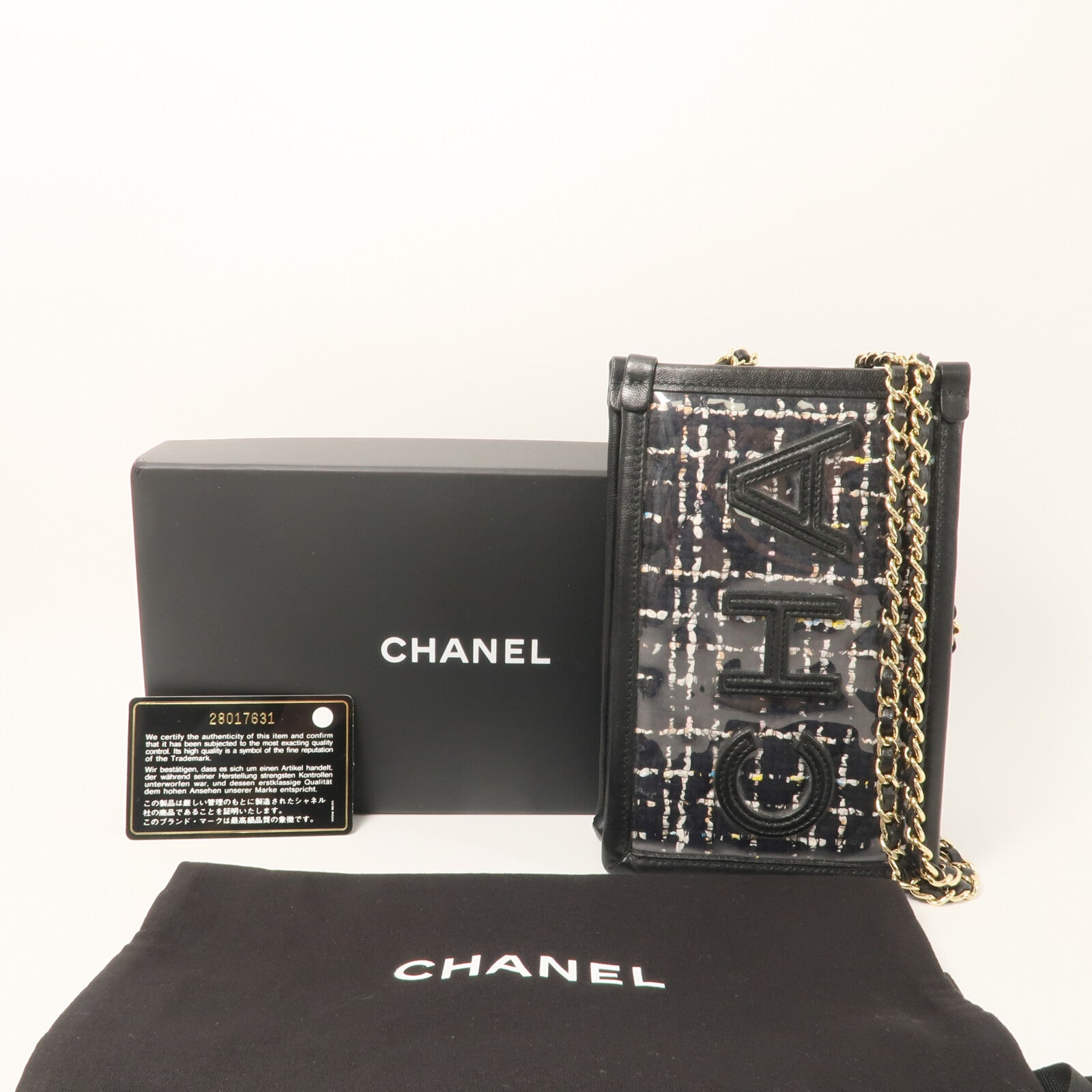 CHANEL Tweed/PVC Clutch with Chain鏈帶肩背袋