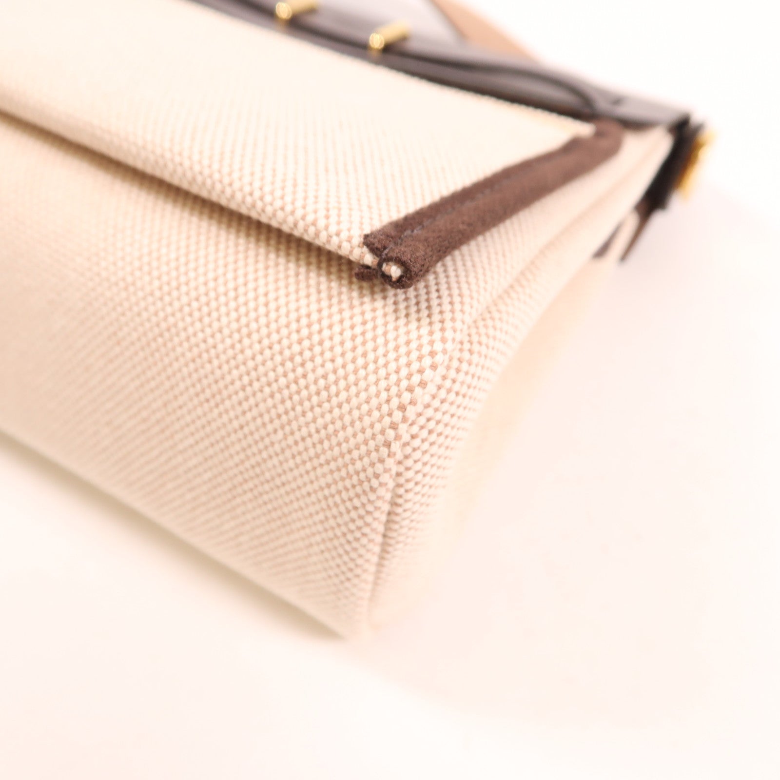 HERMES 帆布/皮革HerBag Zip 20金扣肩背袋