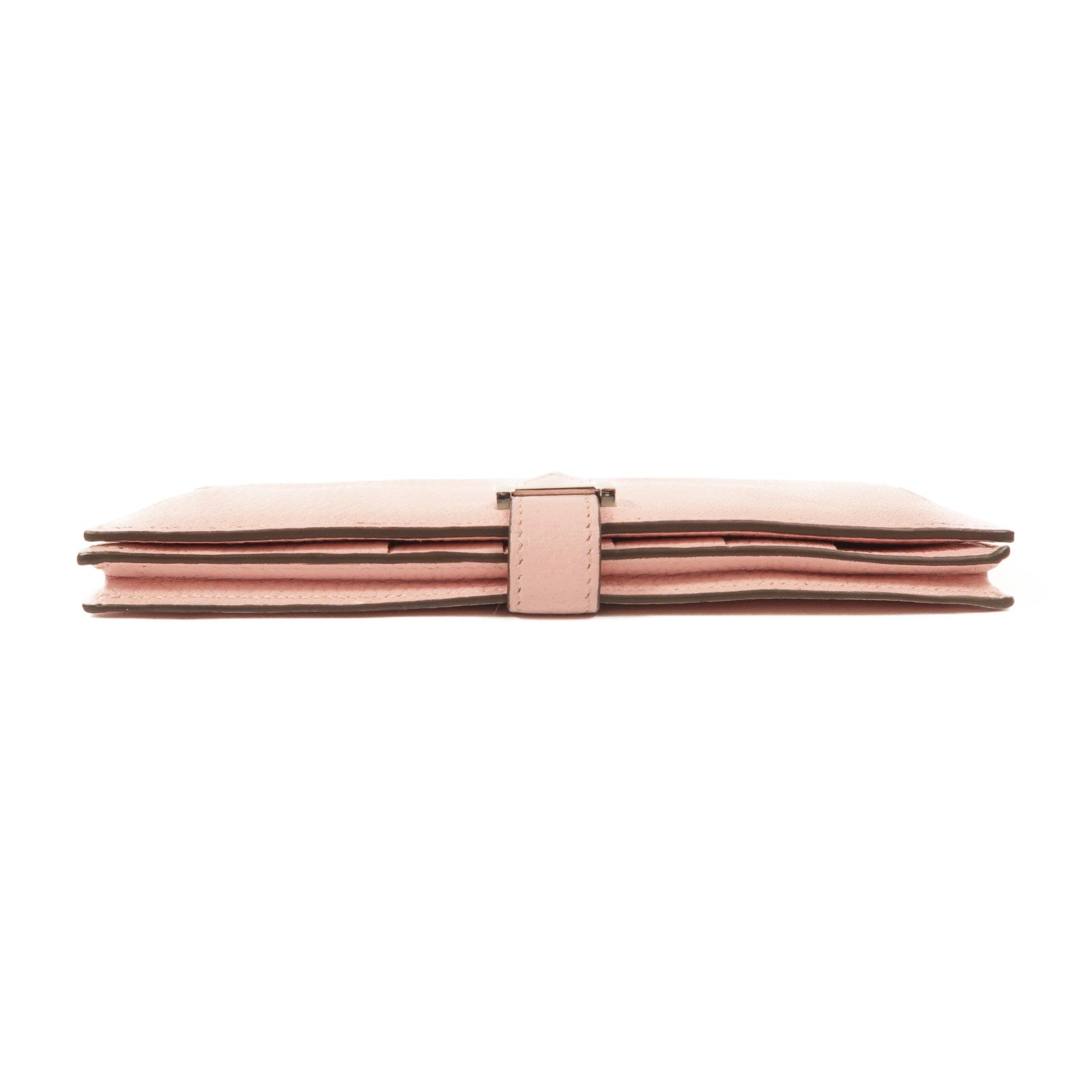 HERMES Chevre皮革Bearn W Snap長錢包Rose Sakura
