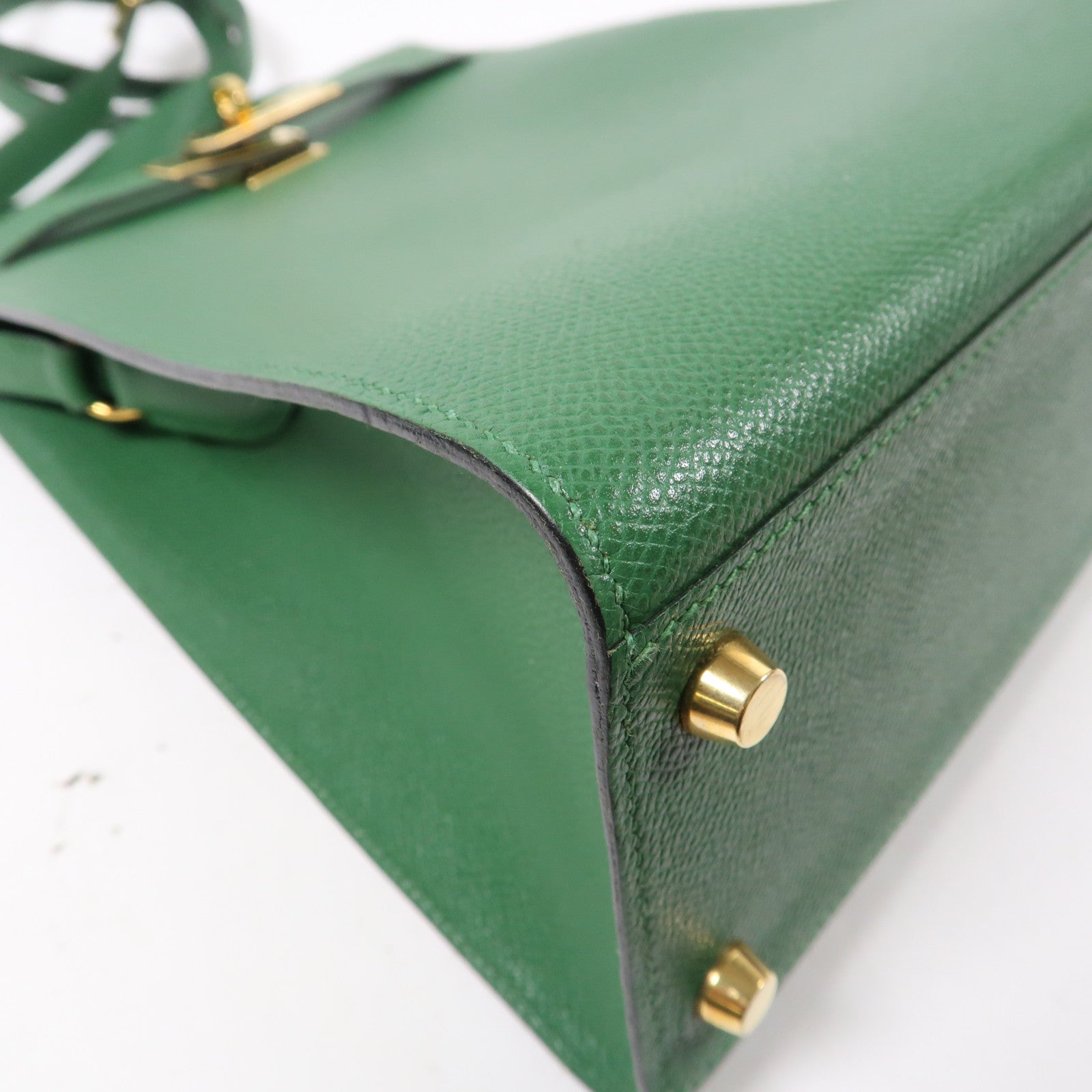 HERMES 【激減優惠】Epsom皮革Kelly Sports金扣肩背袋綠色