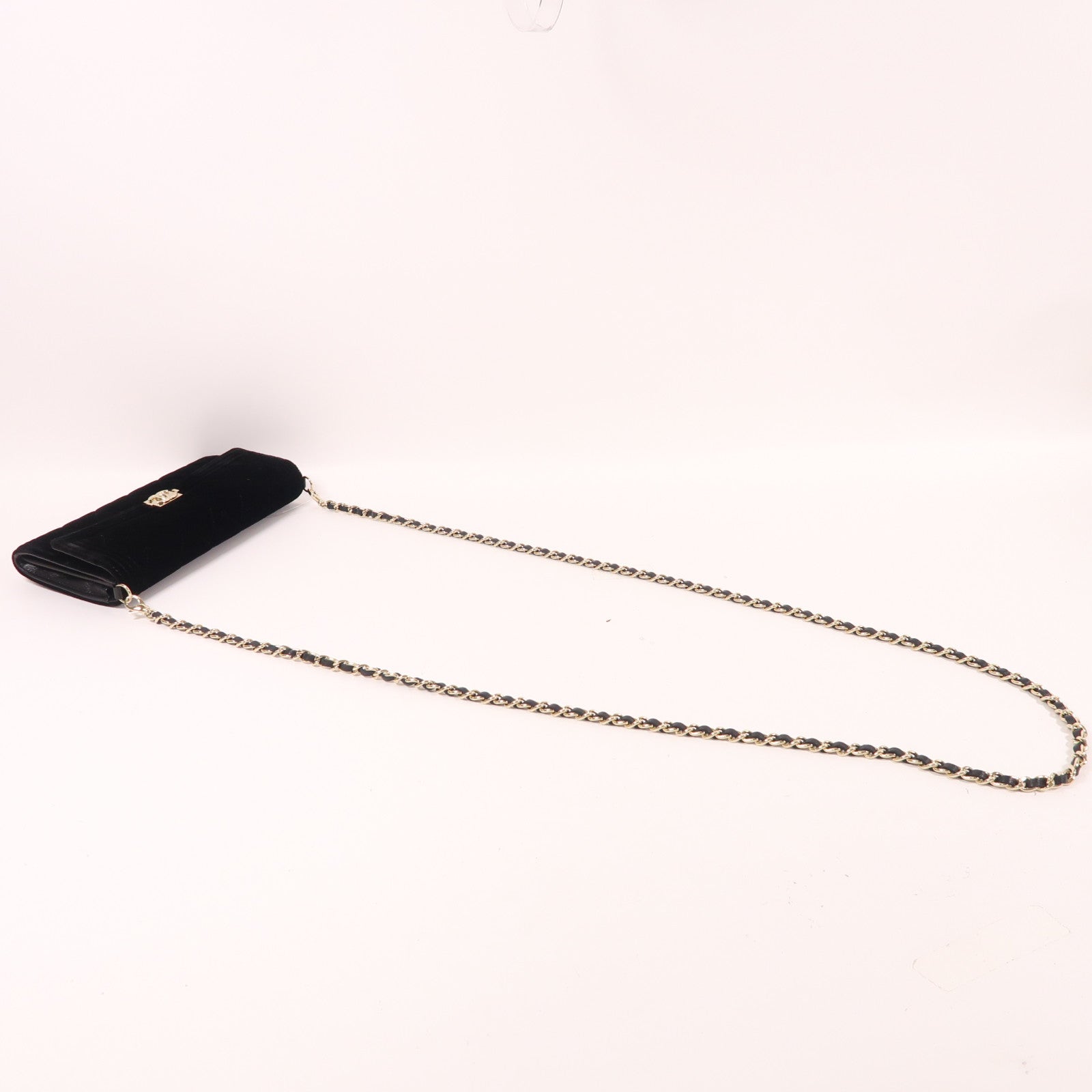 CHANEL CC GHW Chain Shoulder Bag Velvet Black