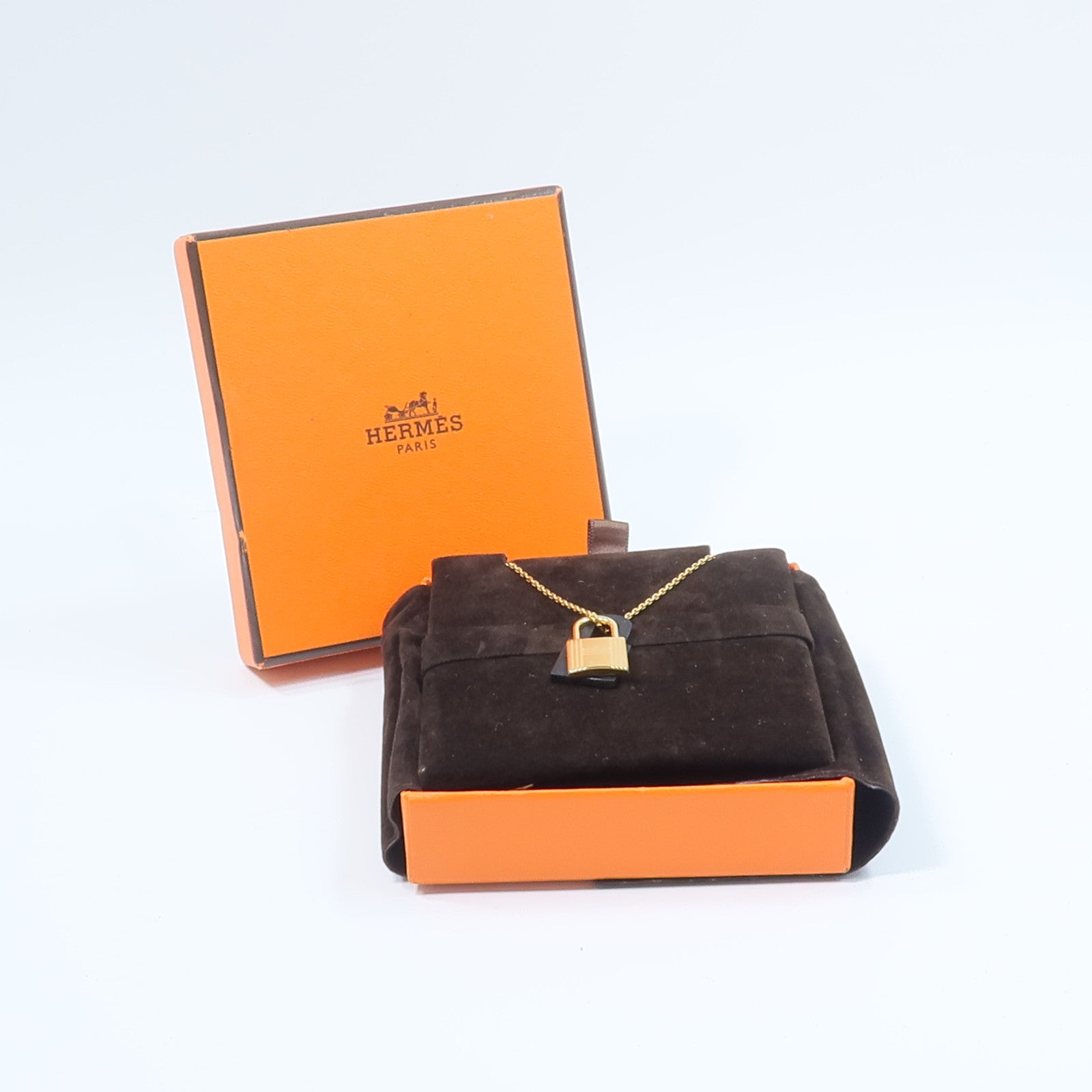 HERMES 金屬/Swift皮革O'Kelly Necklace項鍊Noir