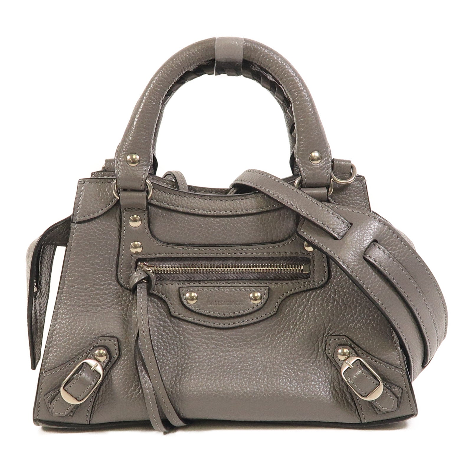 BALENCIAGA 牛皮皮革Neo Classic City Mini銀扣手挽肩背兩用袋