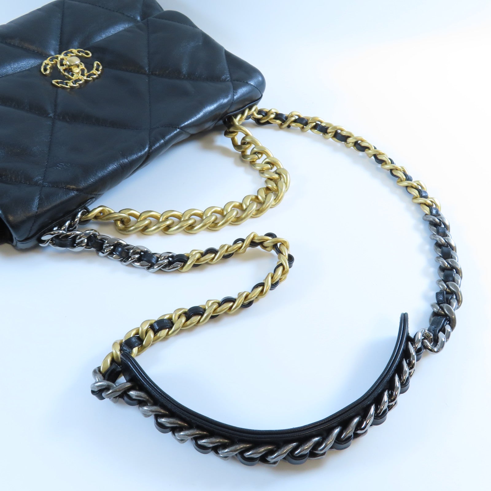 CHANEL 【激減優惠】菱格羊皮皮革Chain Shoulder Bag金扣手挽肩背兩用袋黑色
