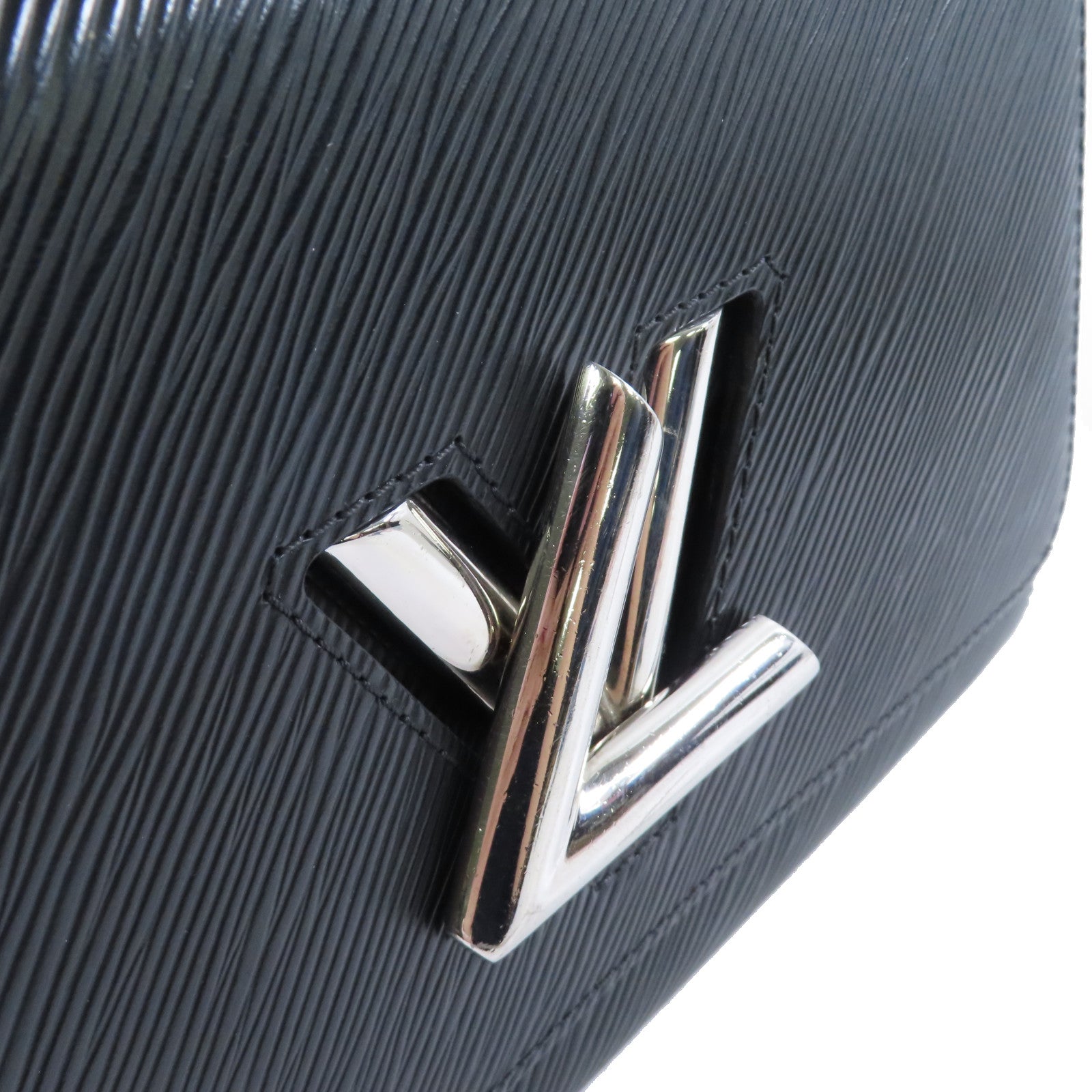 LOUIS VUITTON Epi Twist MM Chain Shoulder Bag銀扣鏈帶肩背袋黑色