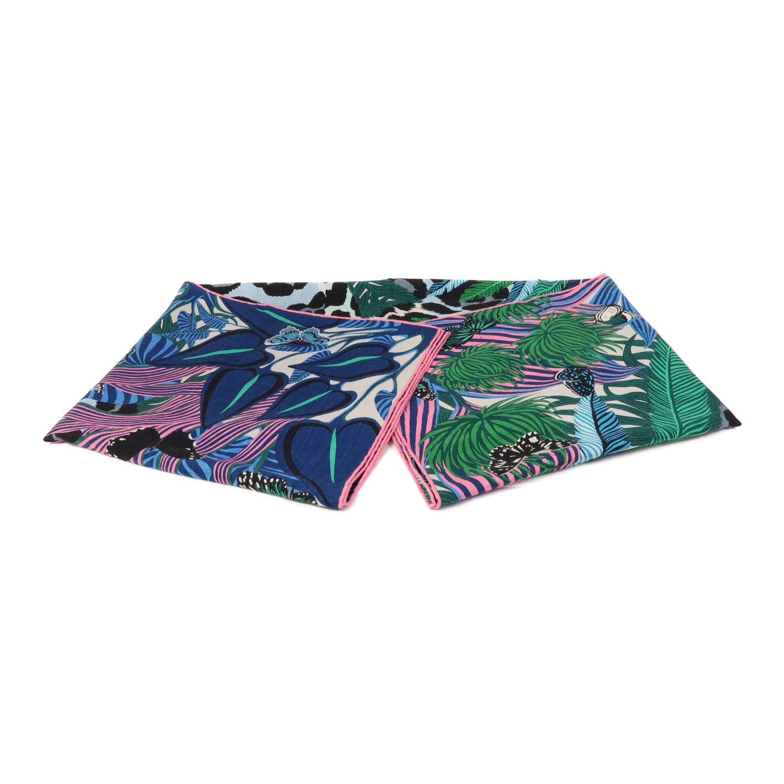 HERMES 羊絨/絲質Scarf圍巾藍色/綠色/粉紅色