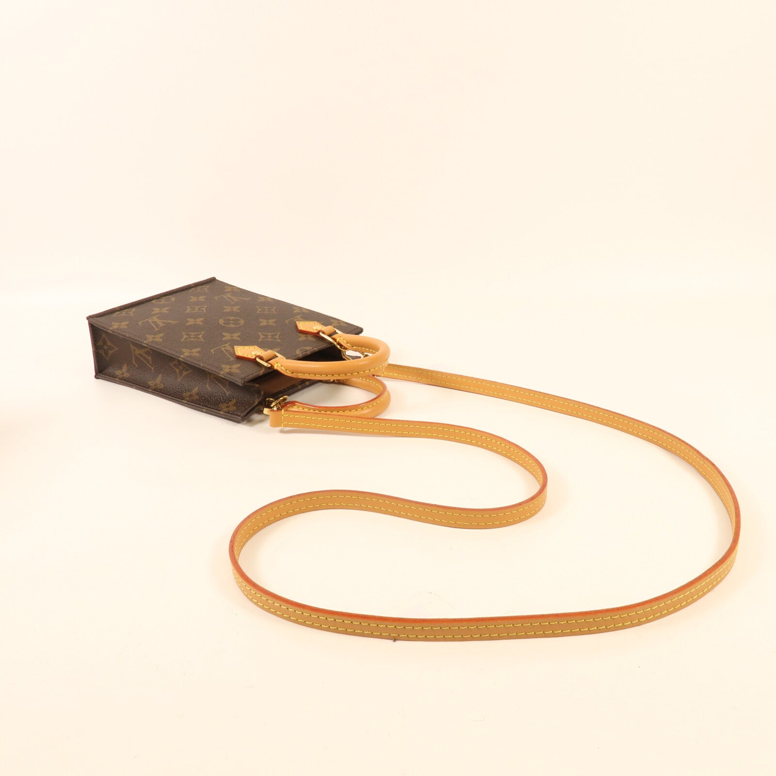 LOUIS VUITTON Monogram Petit Sac Plat金扣手挽肩背兩用袋