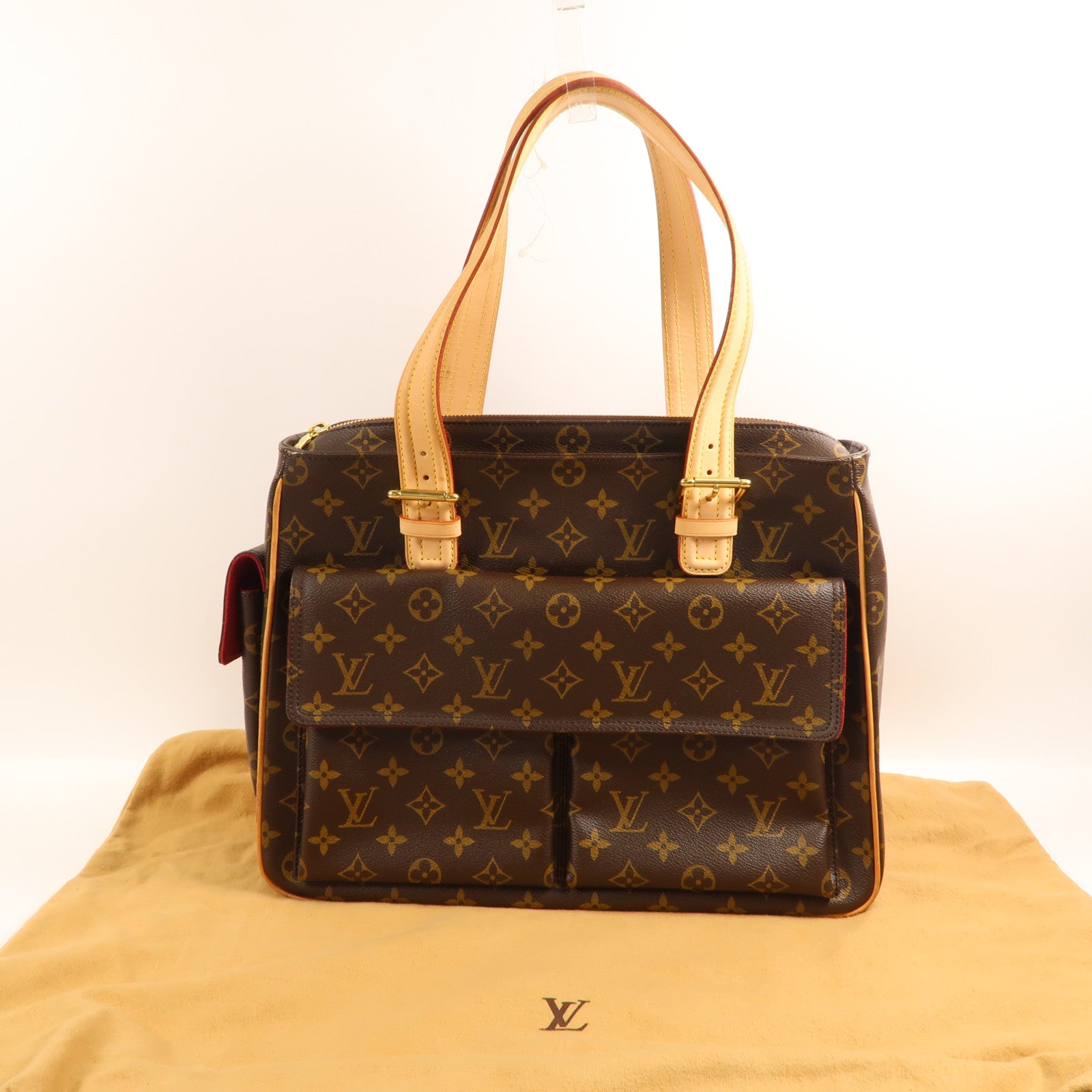 LOUIS VUITTON Monogram Multipli Cite金扣肩背袋棕色
