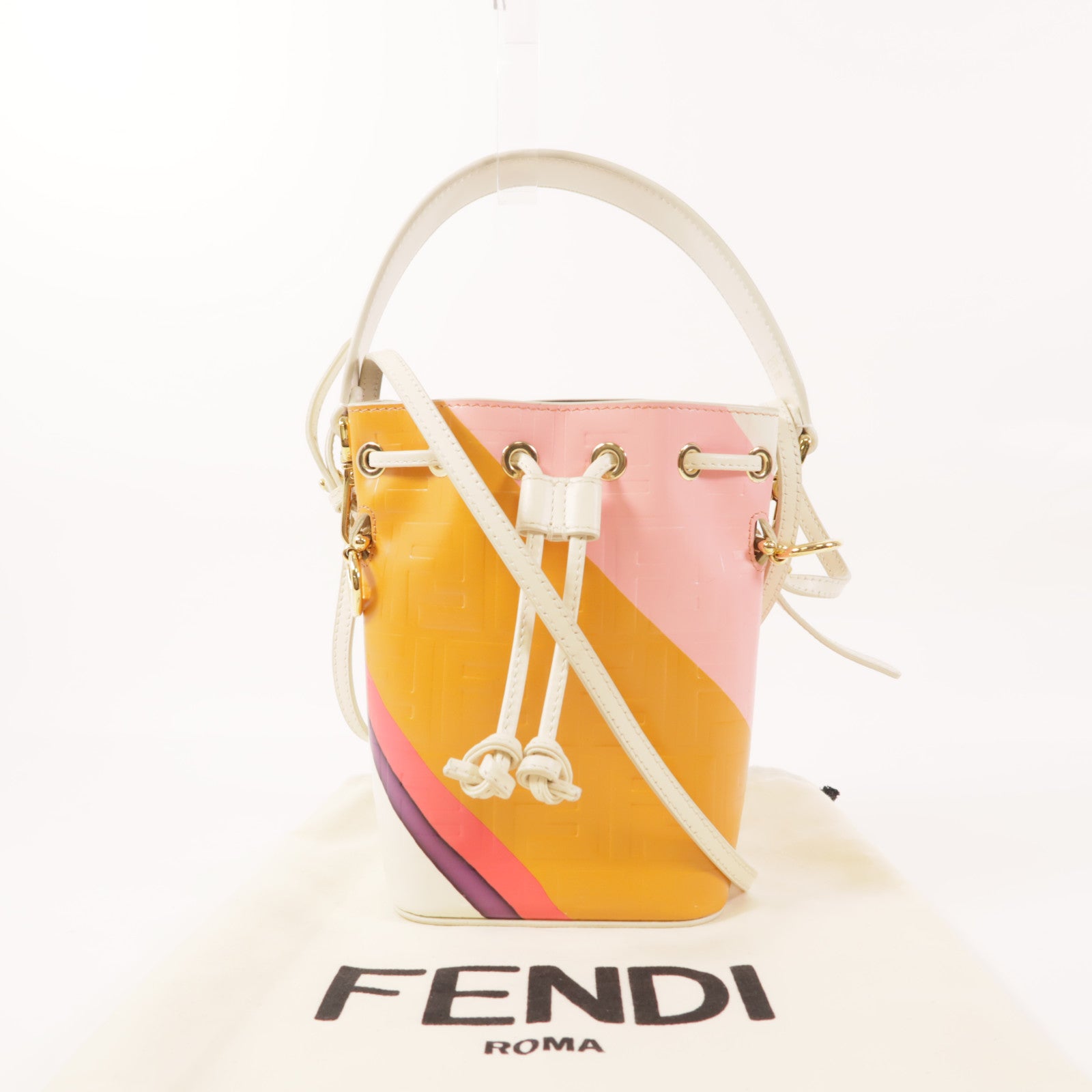 FENDI 牛皮皮革Bucket Bag金扣手挽肩背兩用袋