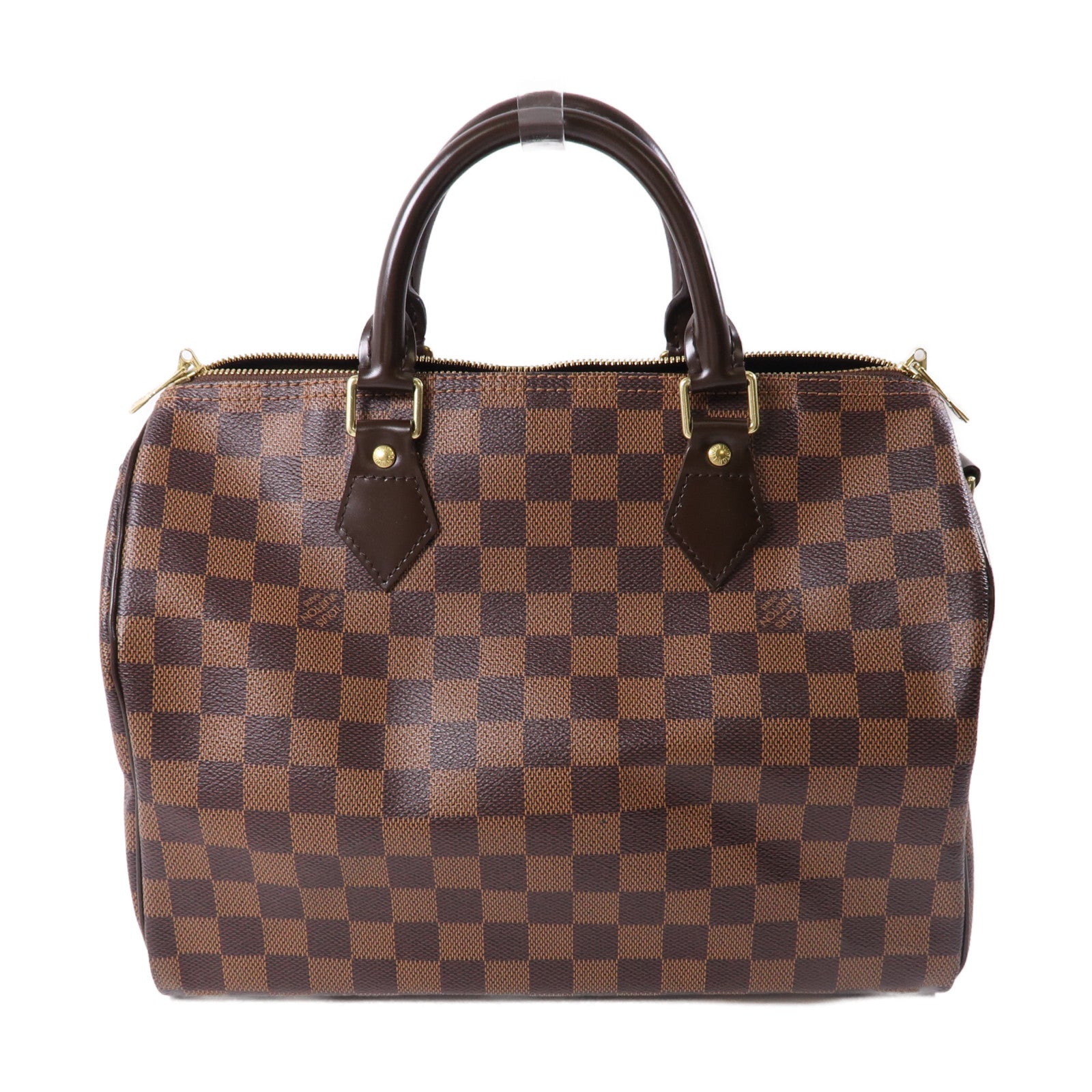 LOUIS VUITTON Damier Speedy Bandouliere 30金扣手挽肩背兩用袋啡色