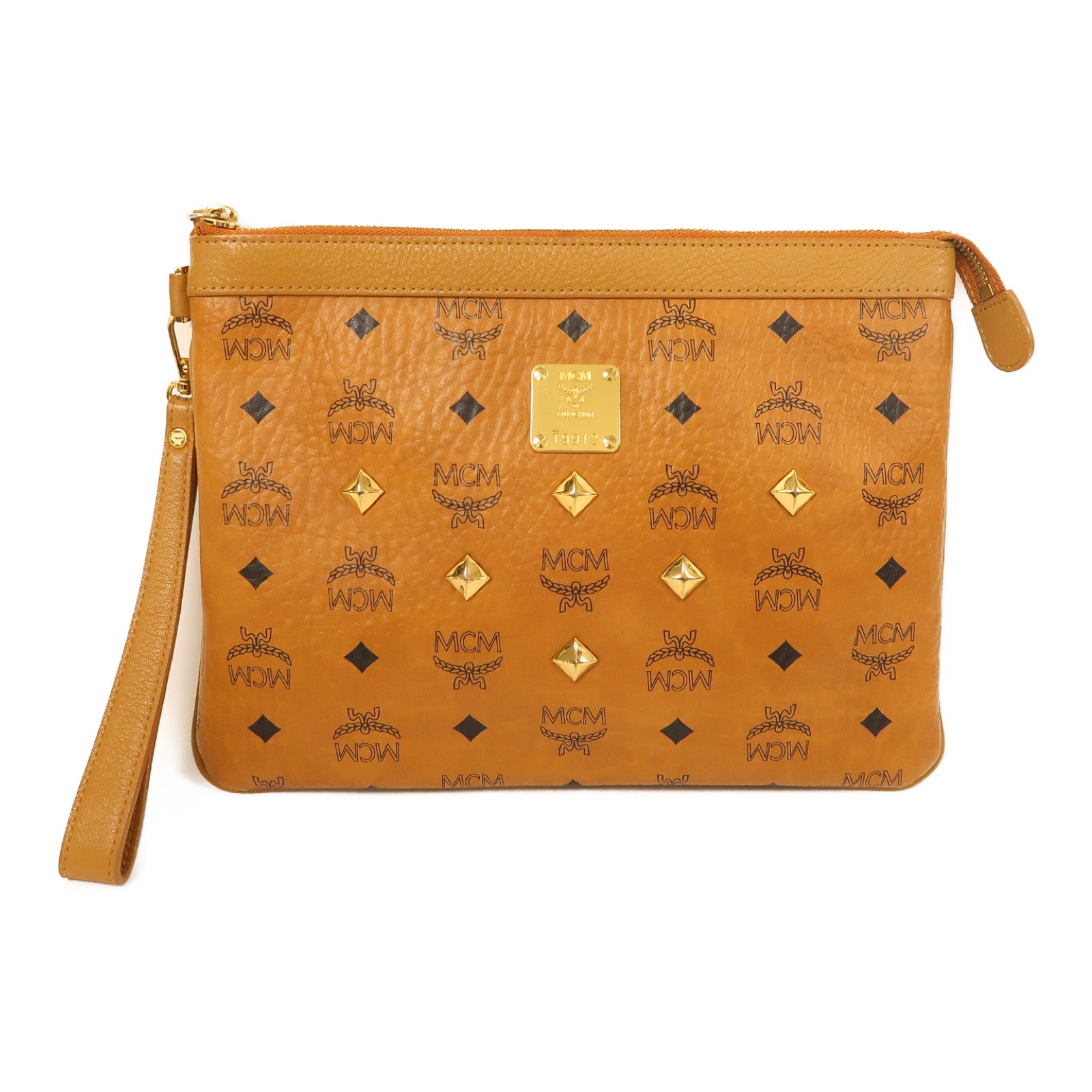 MCM 牛皮皮革Clutch/Pouch金扣手拿包啡色