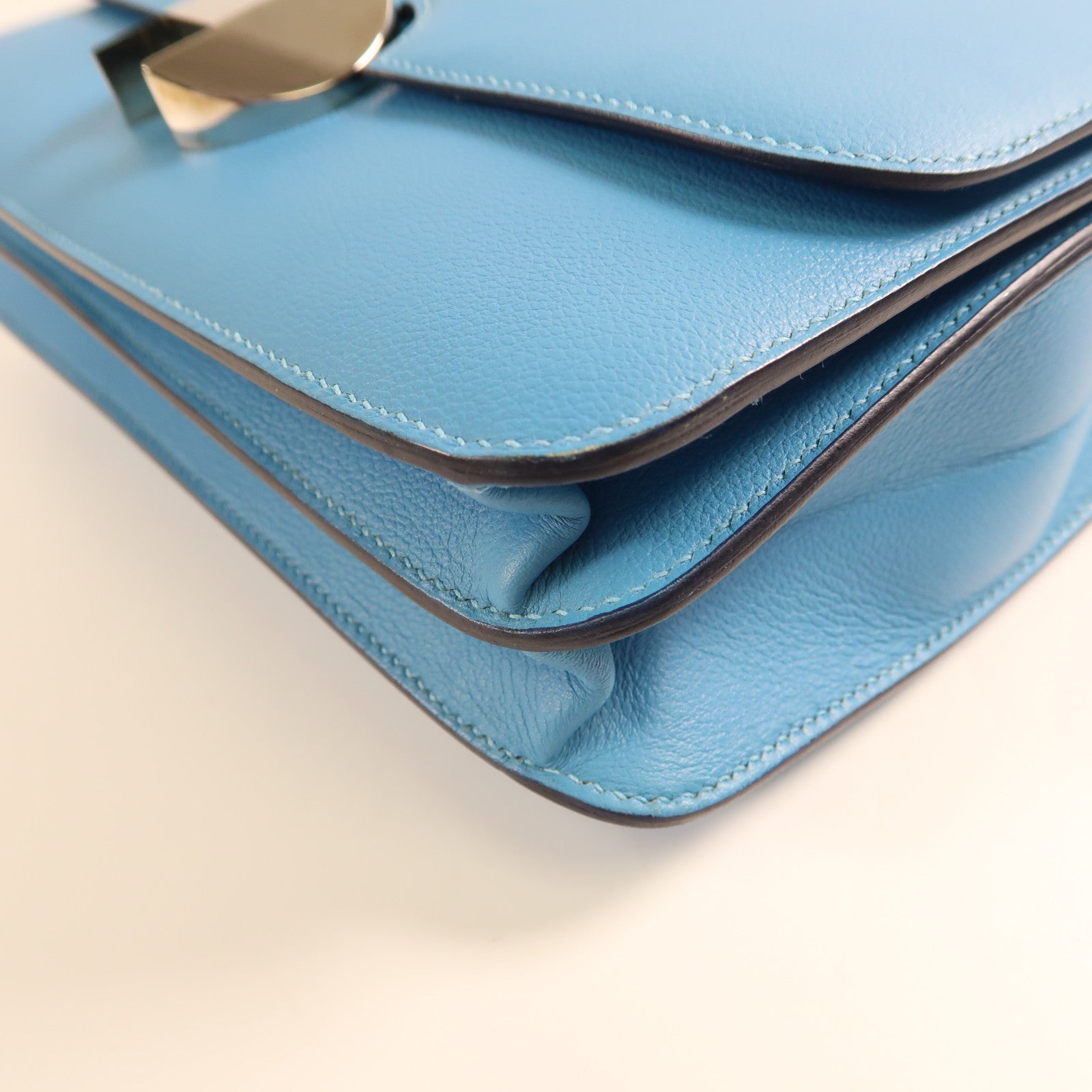 HERMES 【激減優惠】Evercolor皮革2002銀扣肩背袋Bleu Du Nord