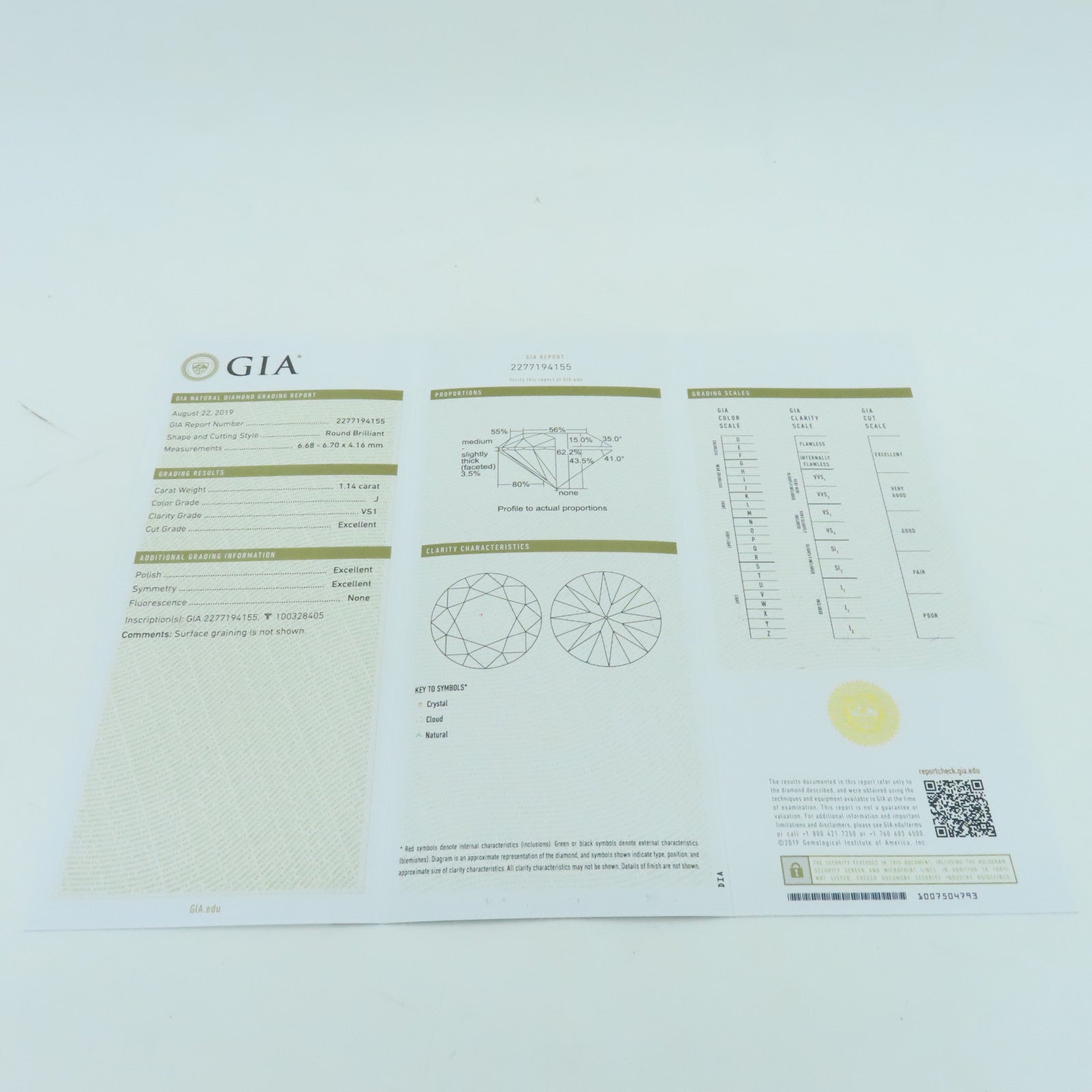 JEWELRY 【激減優惠】18K白金Diamond Ring 1.14ct鑽石戒指US#6