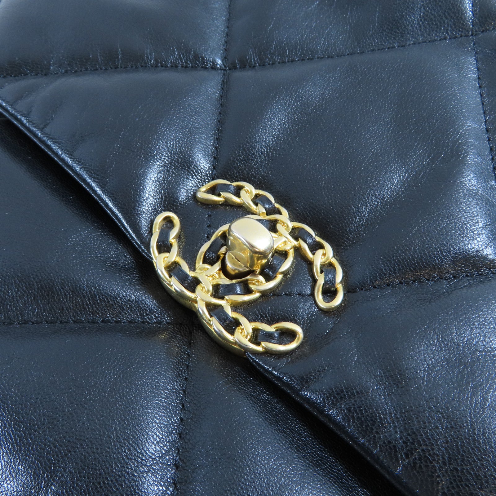 CHANEL 【激減優惠】菱格羊皮皮革Chain Shoulder Bag金扣手挽肩背兩用袋黑色