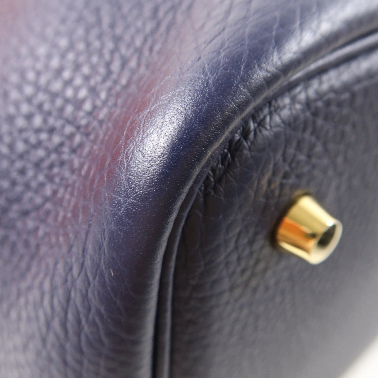 HERMES 【激減優惠】Clemence皮革Picotin MM金扣手挽袋深藍色