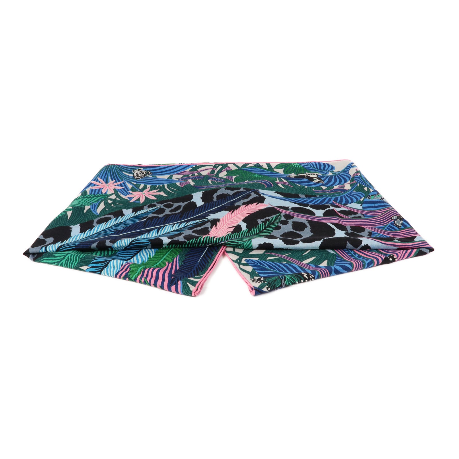HERMES 羊絨/絲質Scarf圍巾藍色/綠色/粉紅色