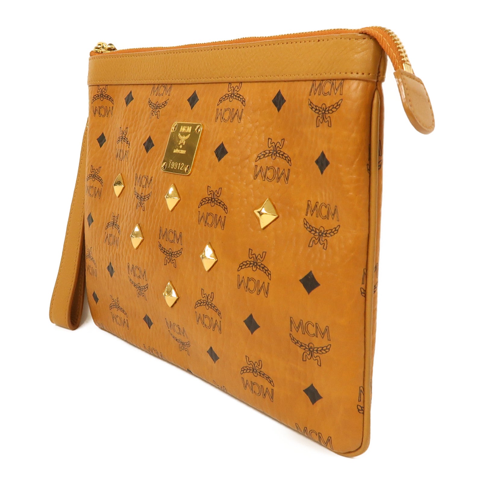 MCM 牛皮皮革Clutch/Pouch金扣手拿包啡色