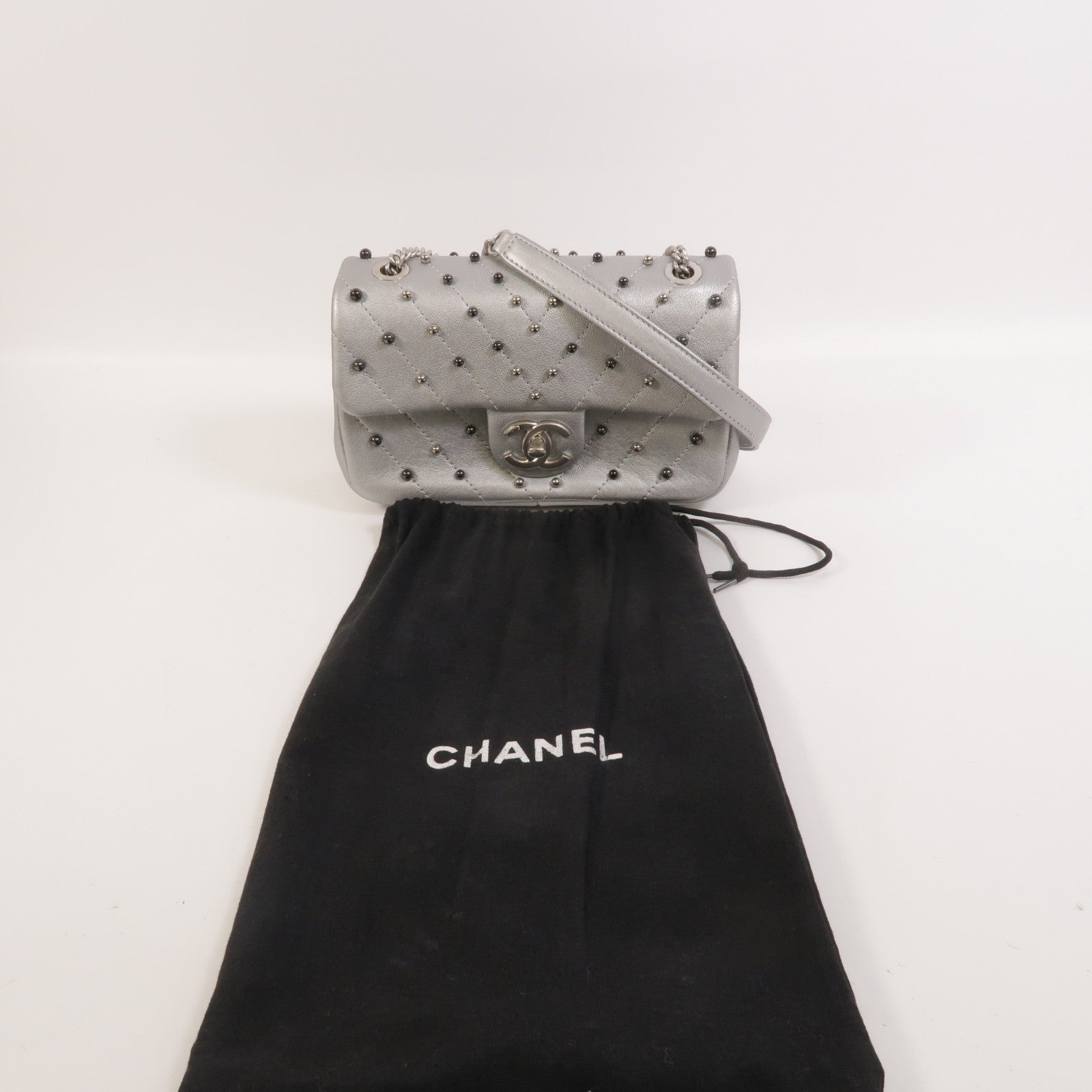 CHANEL 牛皮皮革Mini Flap Bag鏈帶肩背袋