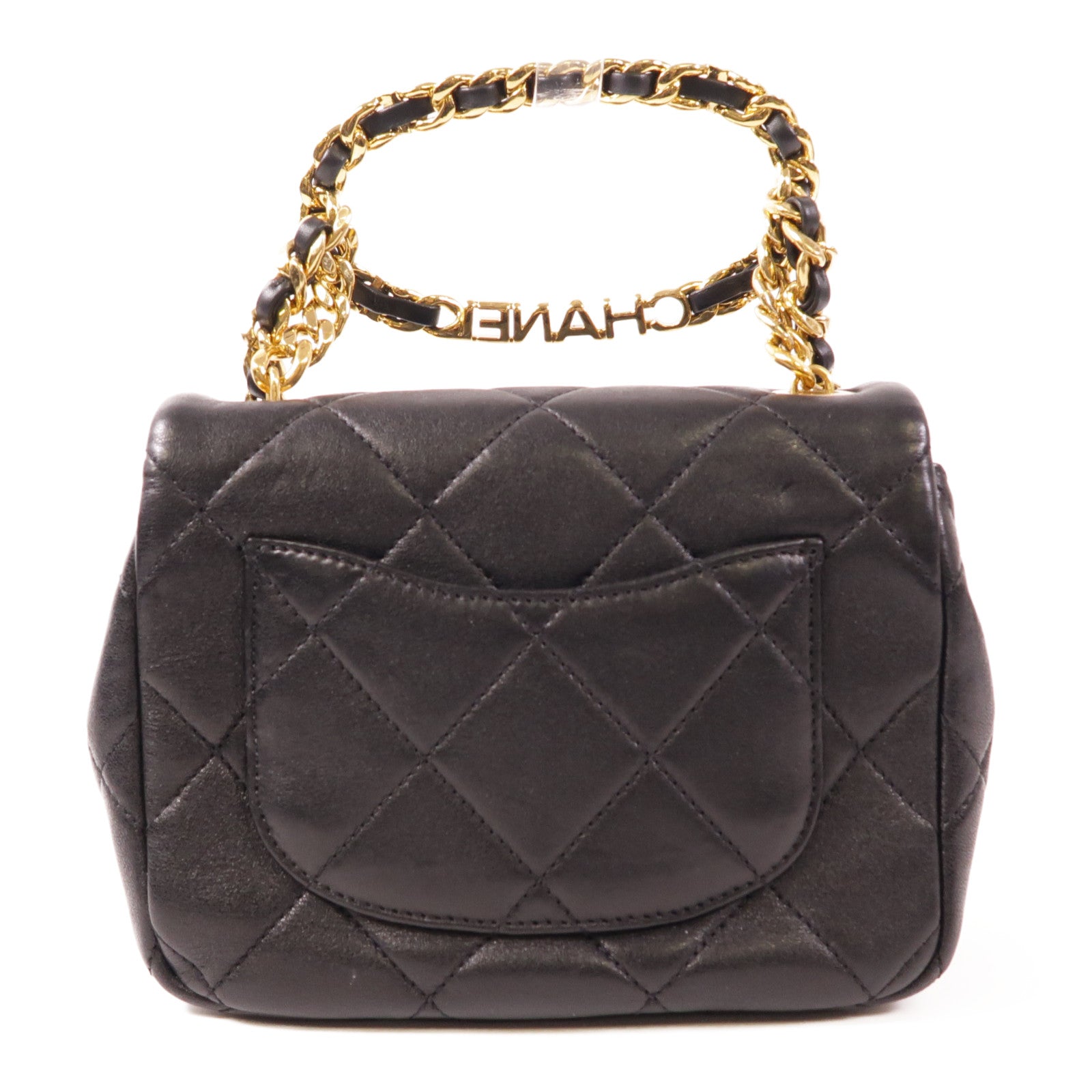 CHANEL CC GHW Chain Shoulder Bag 2 Way Shoulder Handbag Lambskin Leather Black