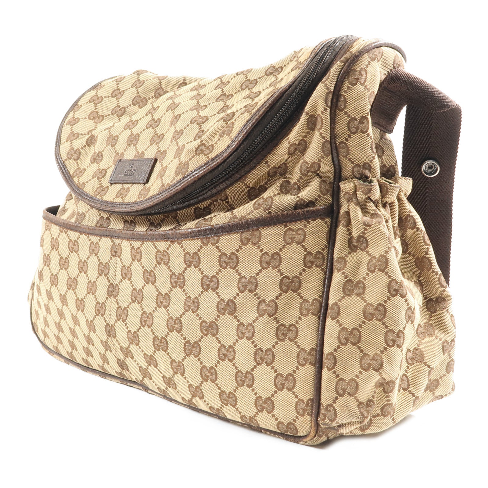 GUCCI 帆布Shoulder Bag銀扣肩背袋