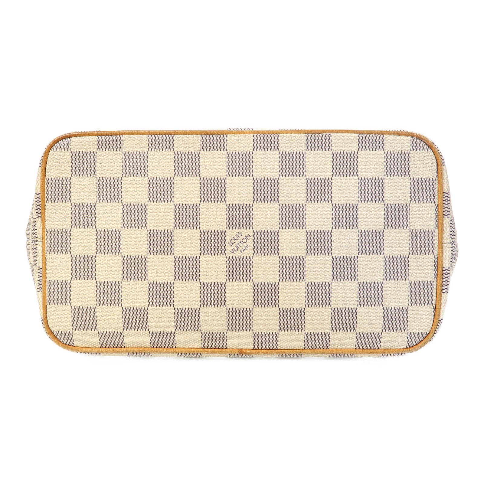 LOUIS VUITTON Damier Azur Saleya PM金扣手挽袋白色