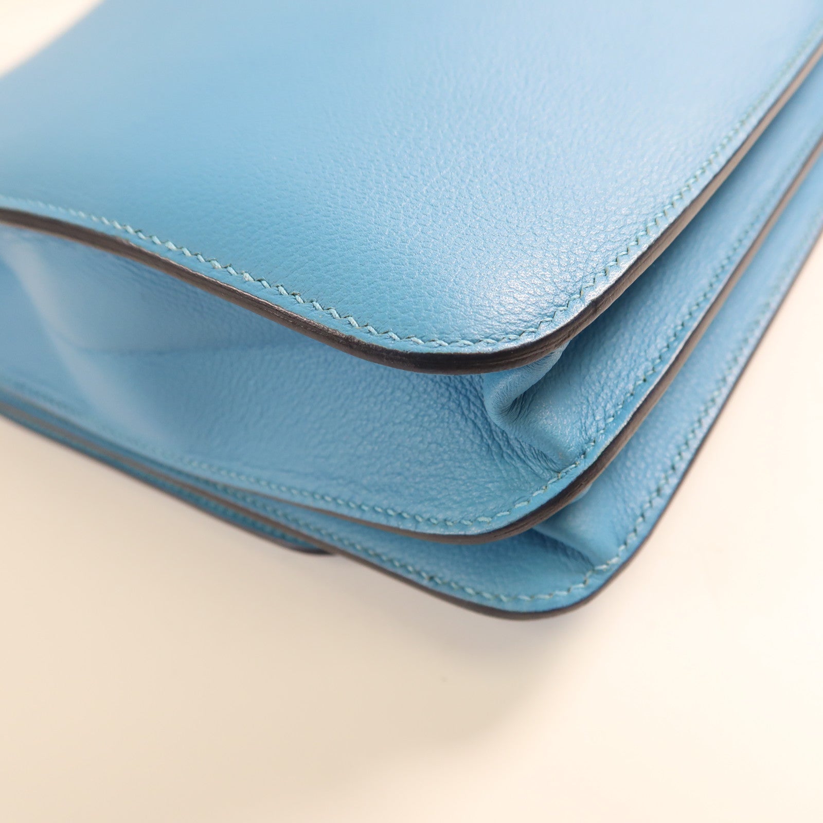 HERMES 【激減優惠】Evercolor皮革2002銀扣肩背袋Bleu Du Nord