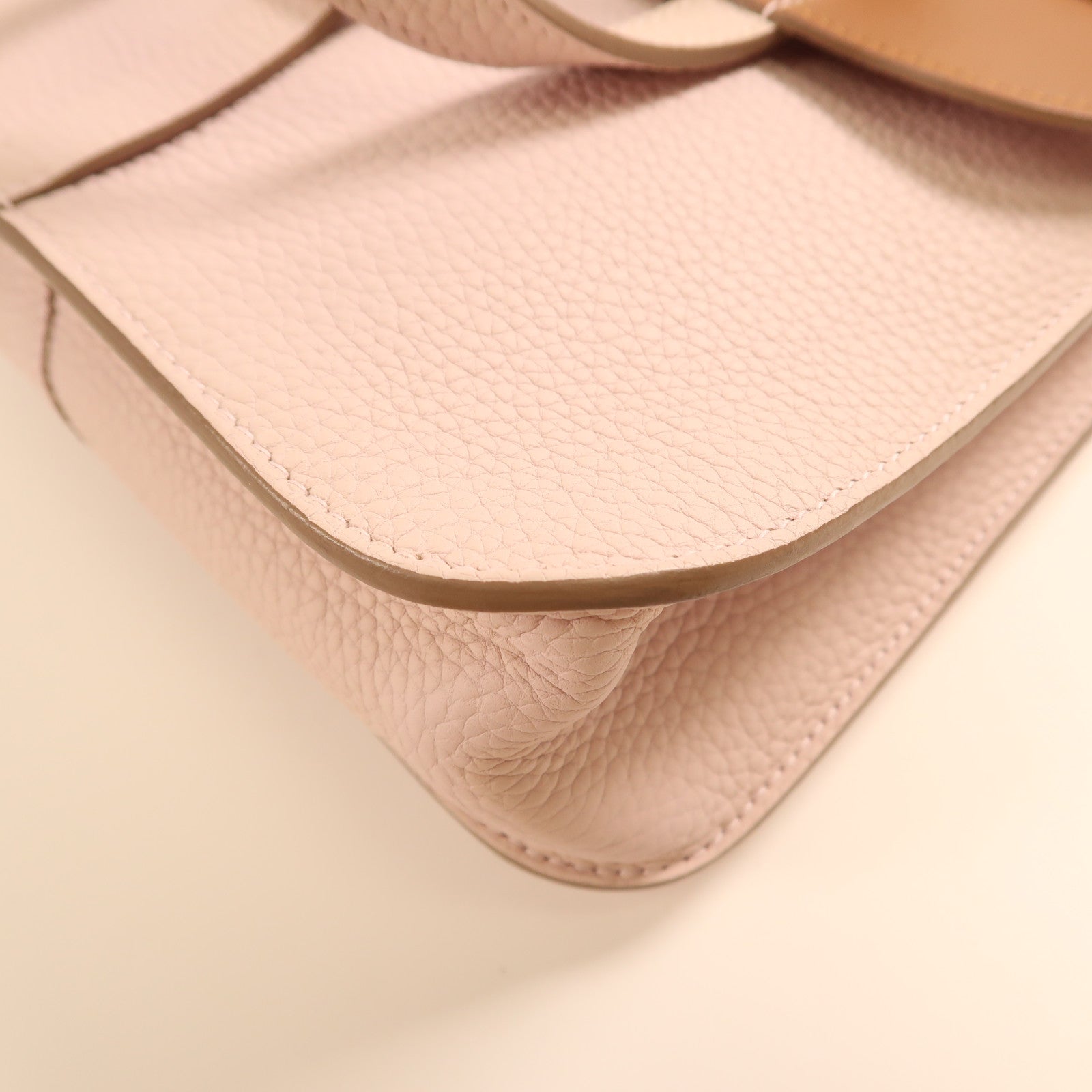 HERMES Clemence皮革Halzan 25銀扣手挽肩背兩用袋Mauve Pale夢幻粉色/Gold經典駝色