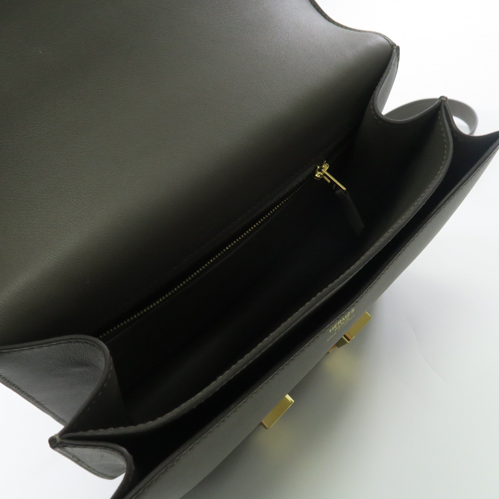 HERMES Swift皮革Constance 24金扣肩背袋Gris Etain錫器灰色