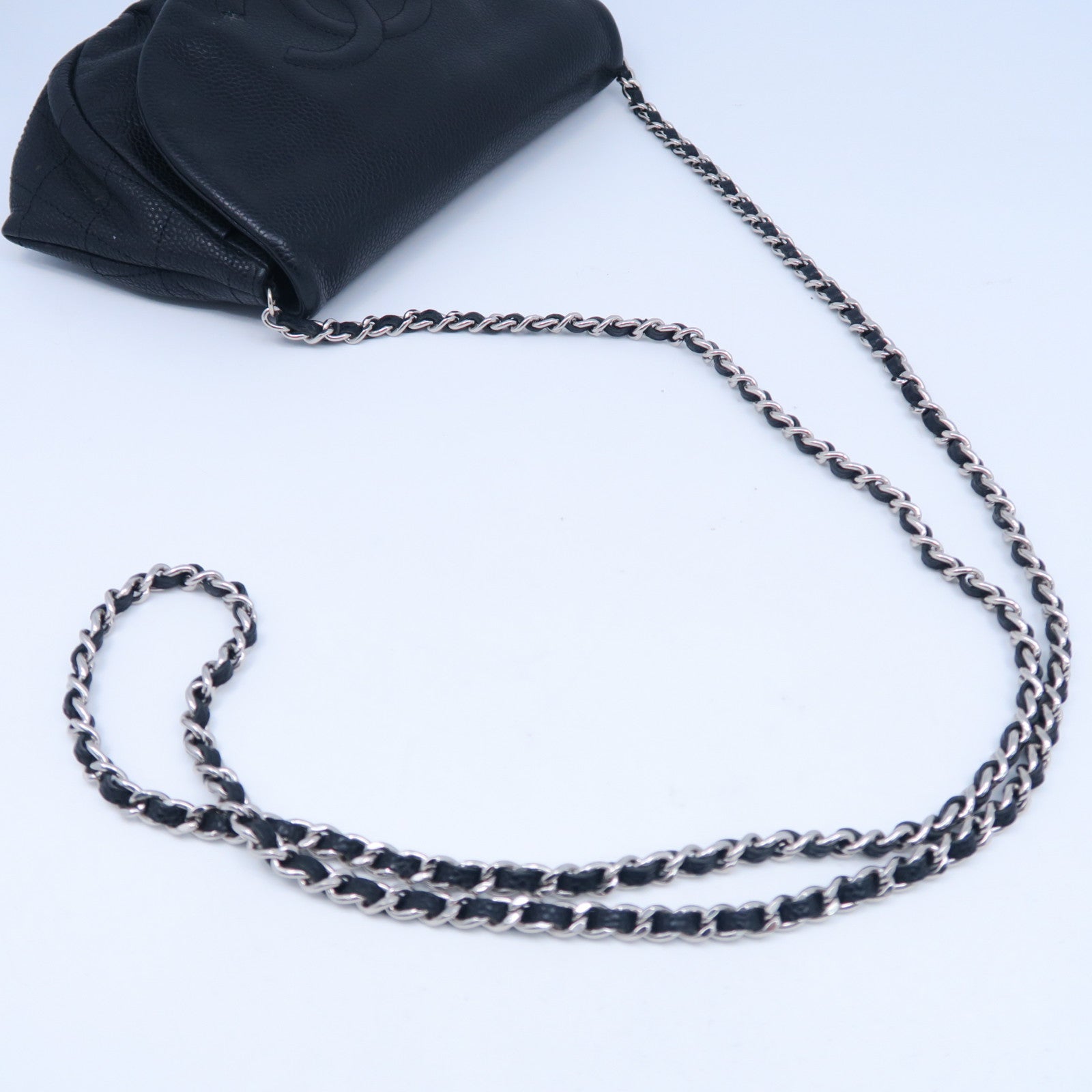 CHANEL 【激減優惠】牛皮皮革Chain Shoulder Bag銀扣鏈帶肩背袋黑色