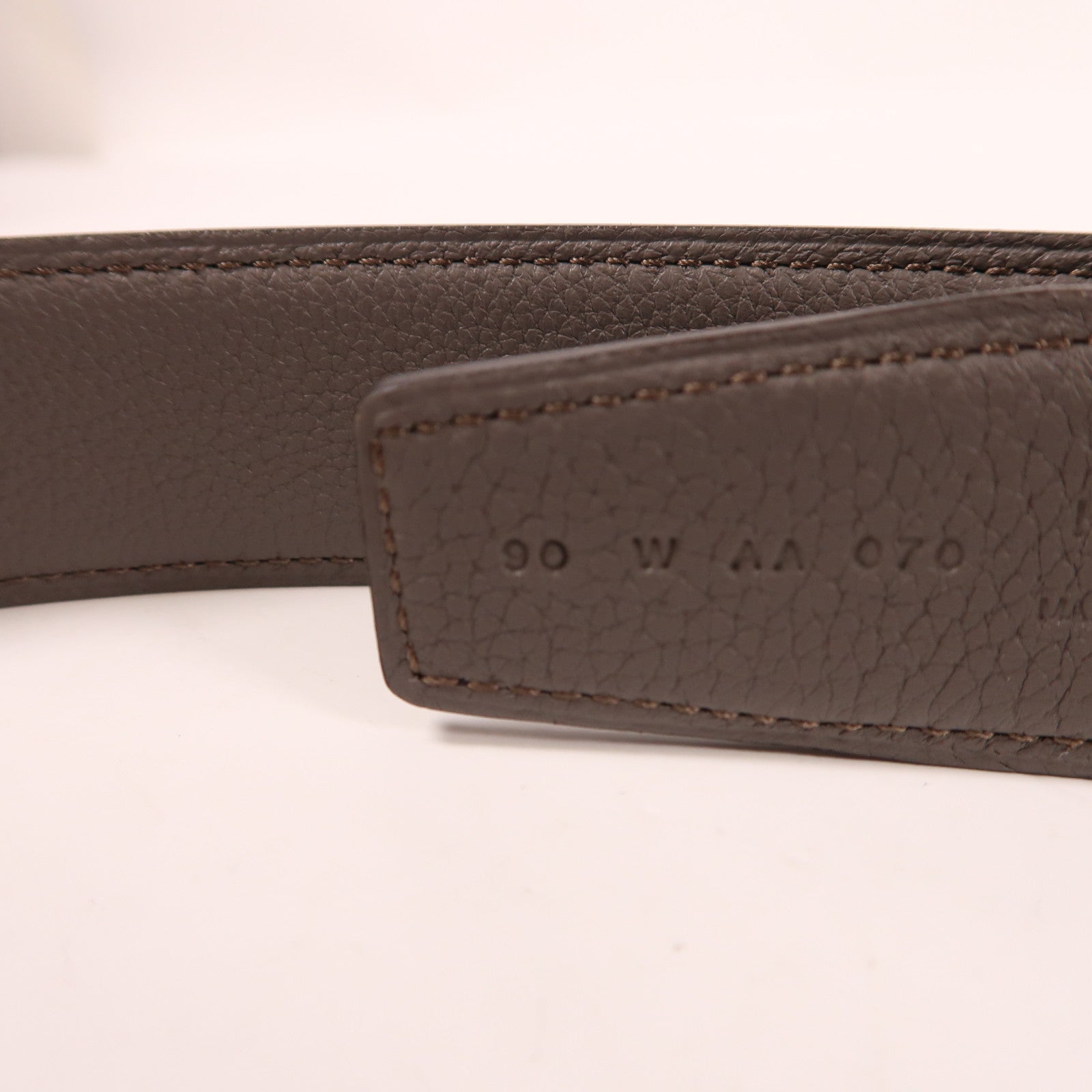 HERMES Veau 135/Togo皮革Belt銀扣皮帶Noir/Etain