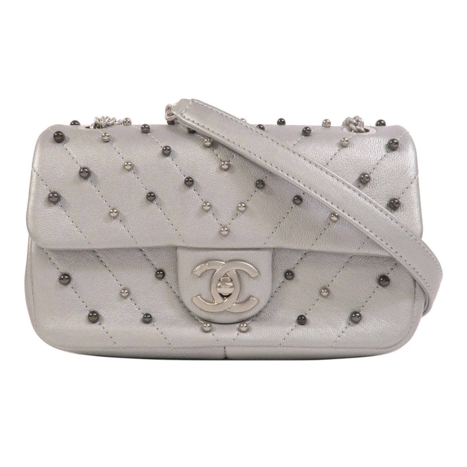 CHANEL 牛皮皮革Mini Flap Bag鏈帶肩背袋